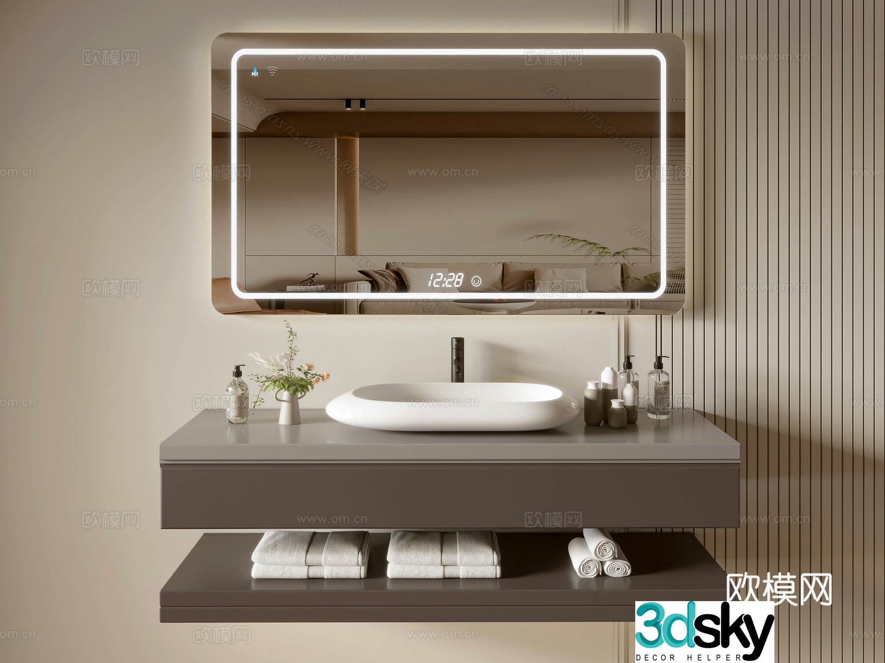 Modern bathroom cabinet bathroom basin bathroom ornaments mirror cabinet sink 3d model