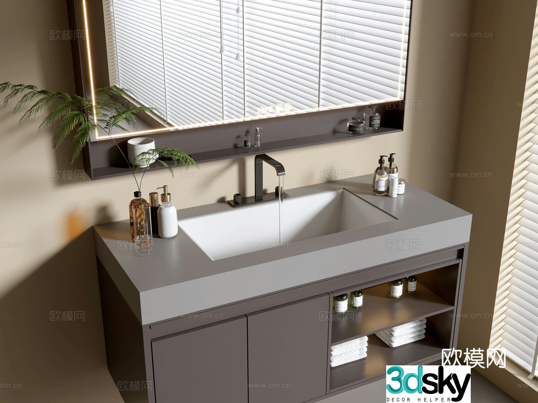 Modern bathroom cabinet bathroom basin bathroom ornaments mirror cabinet sink 3d model