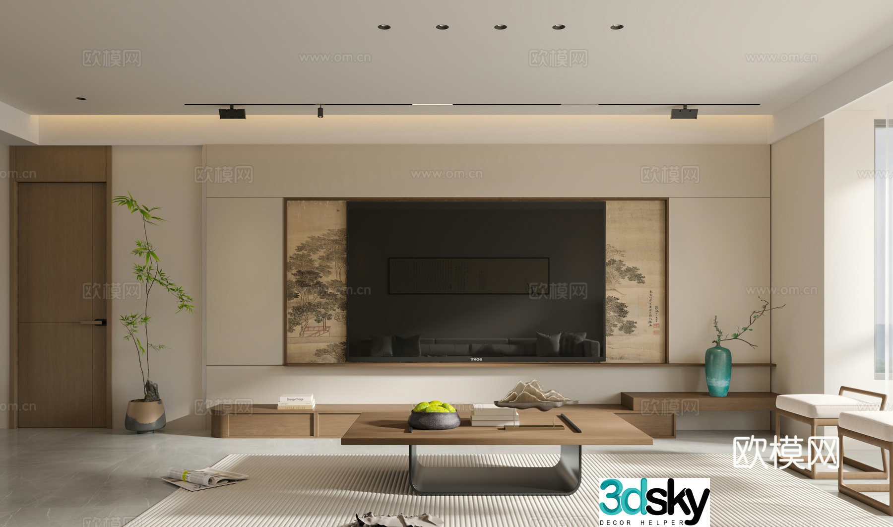 Chinese living and dining room 3D model