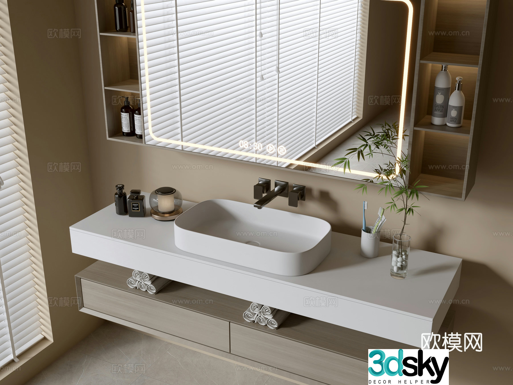 Modern bathroom cabinet bathroom basin bathroom ornaments mirror cabinet sink 3d model