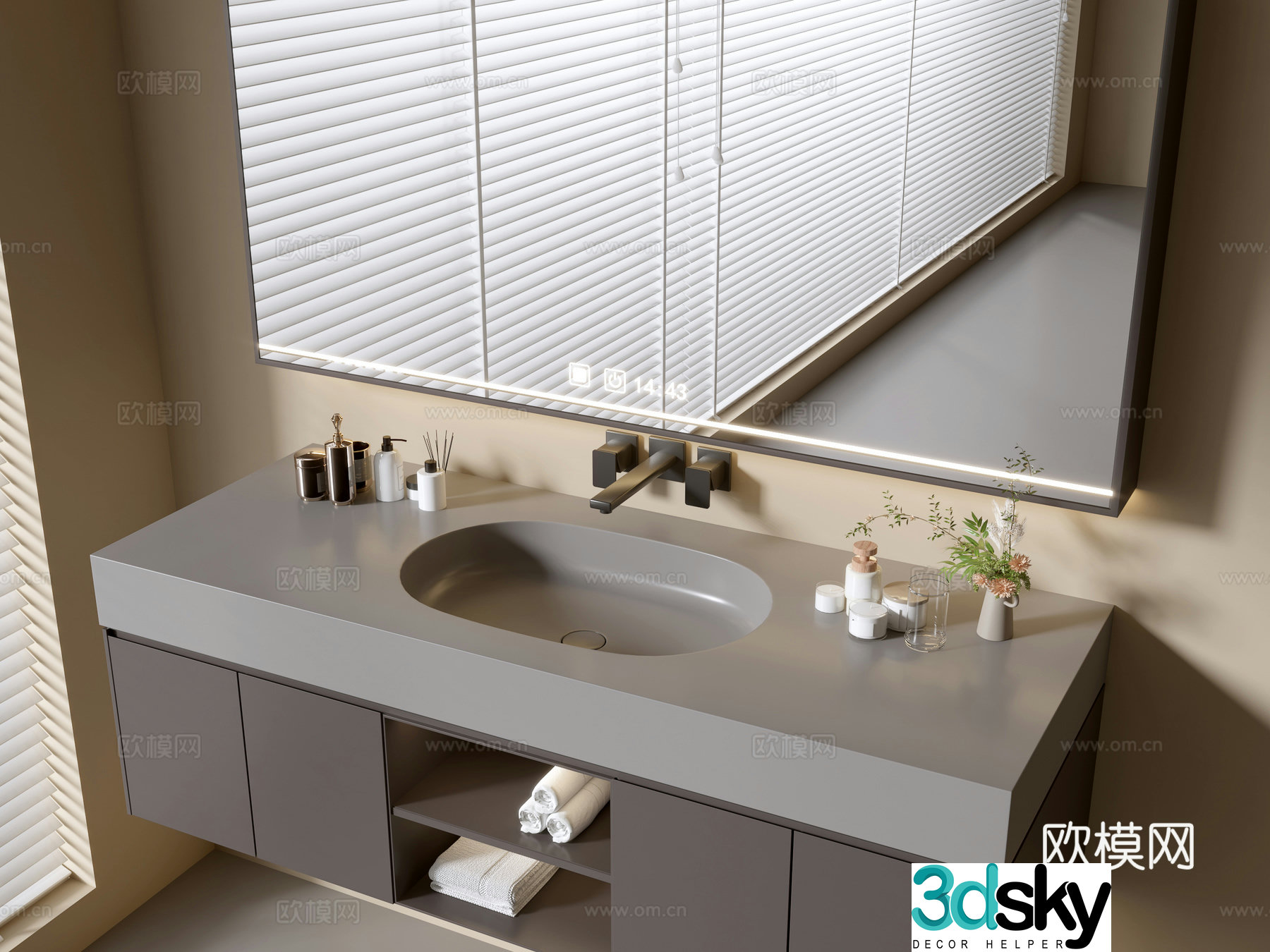 Modern bathroom cabinet bathroom basin bathroom ornaments mirror cabinet sink 3d model