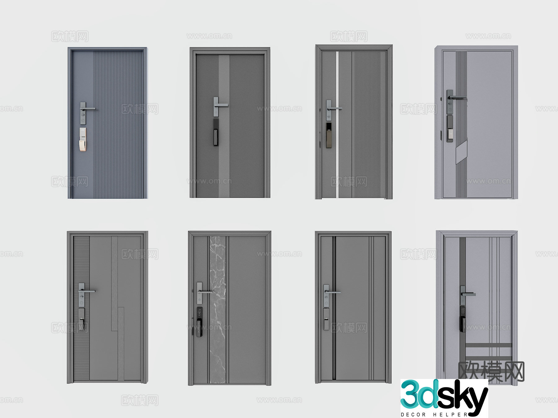 Modern security door Single-open door Metal door Entry door 3D model