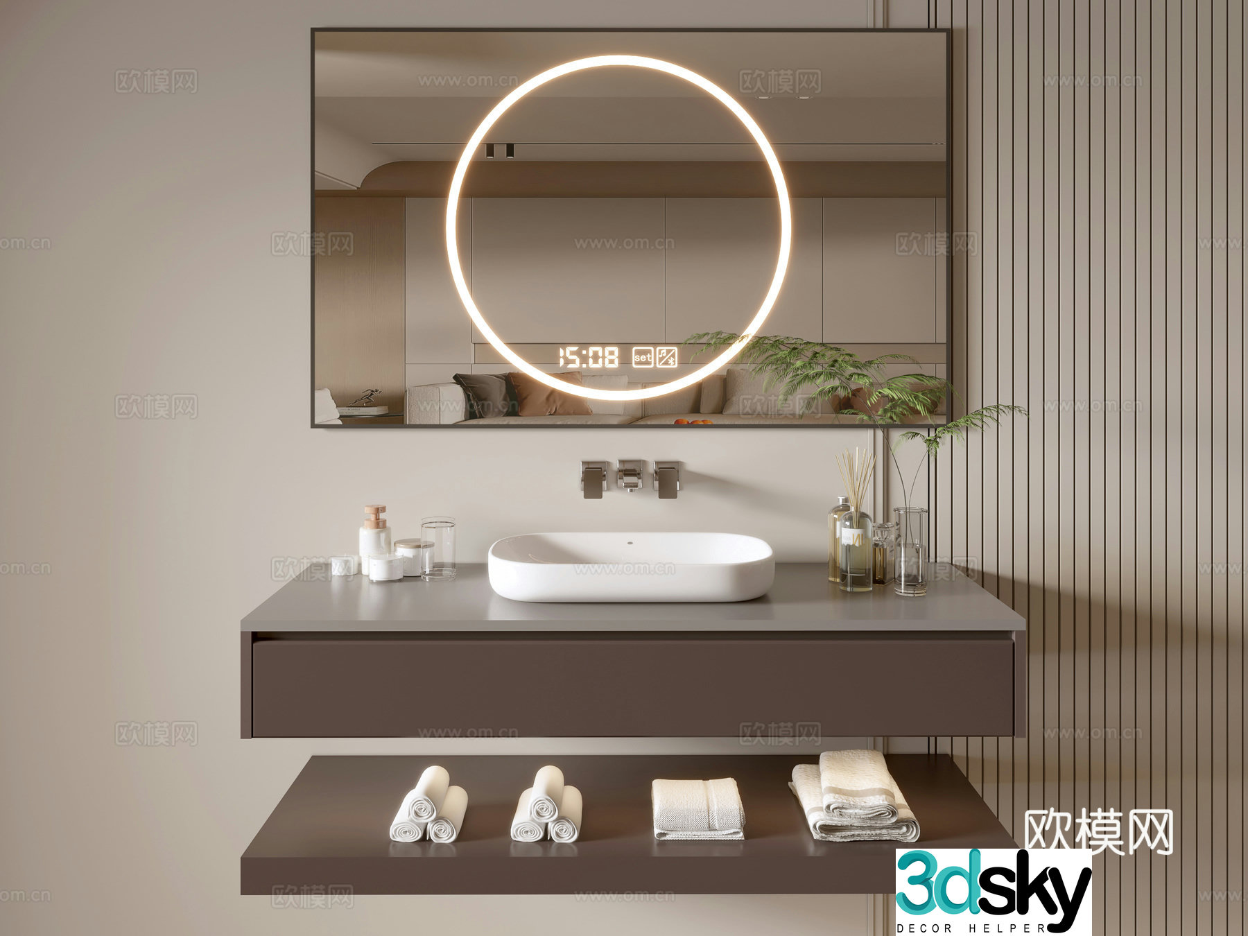 Modern bathroom cabinet bathroom basin bathroom ornaments mirror cabinet sink 3d model