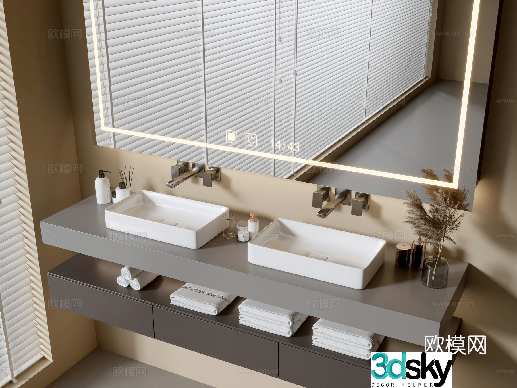 Modern bathroom cabinet bathroom basin bathroom ornaments mirror cabinet sink 3d model