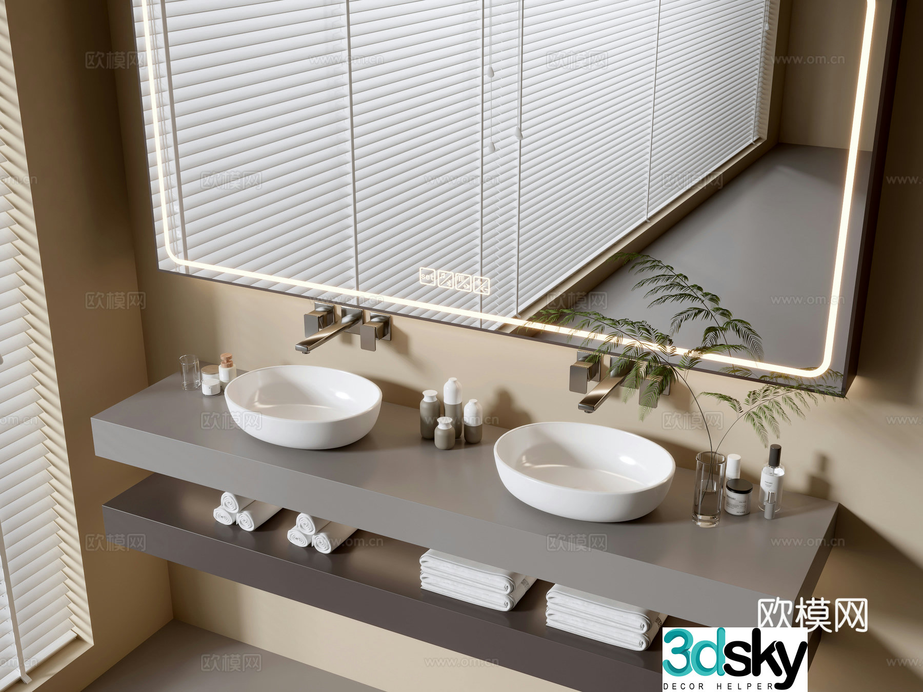 Modern bathroom cabinet bathroom basin bathroom ornaments mirror cabinet sink 3d model