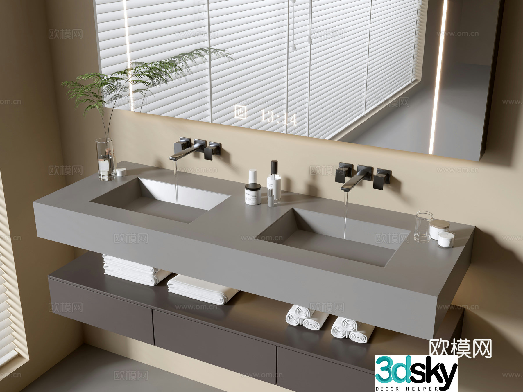 Modern bathroom cabinet bathroom basin bathroom ornaments mirror cabinet sink 3d model