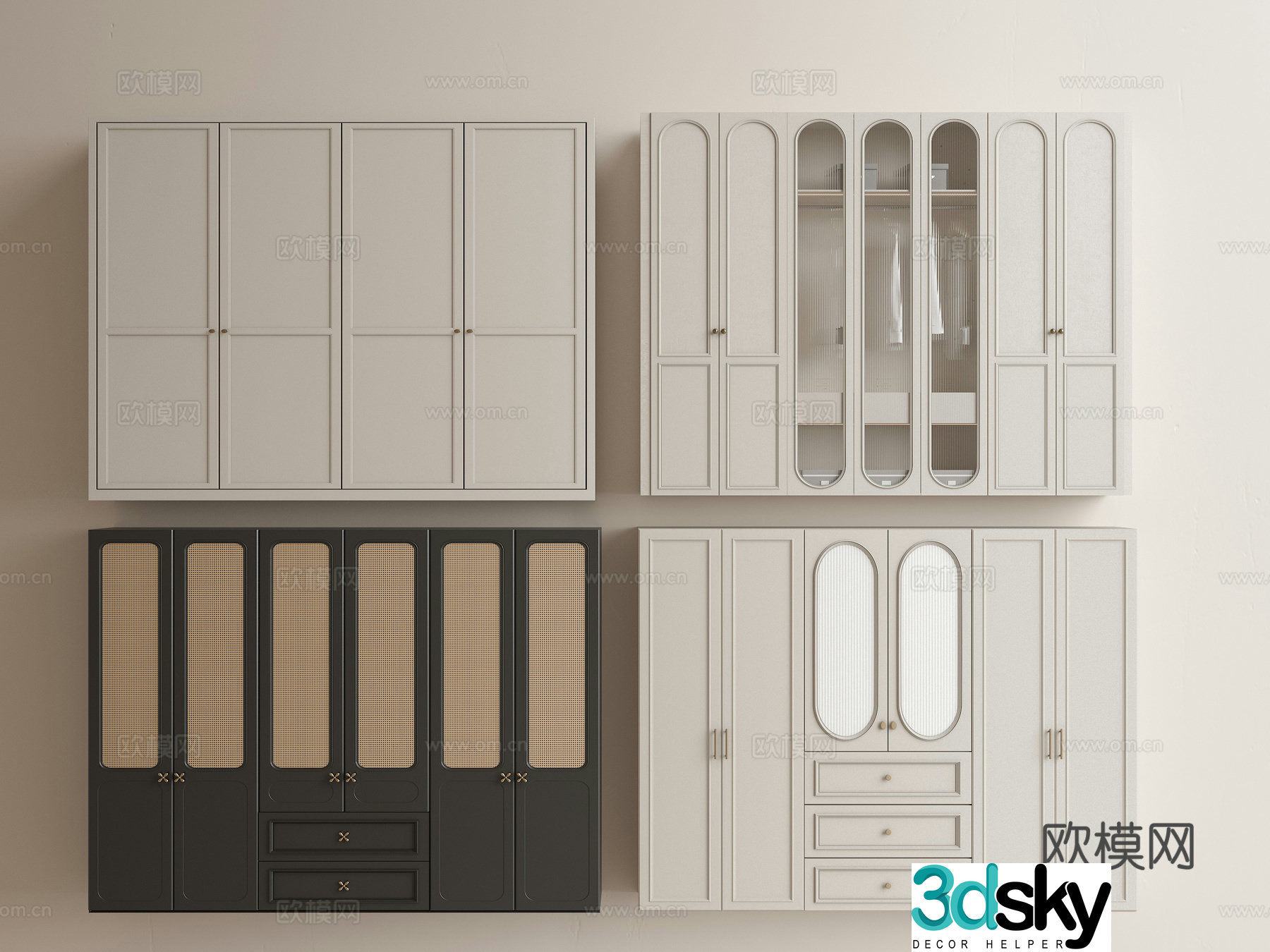 Modern French wardrobe French retro wardrobe Finished wardrobe 3d model