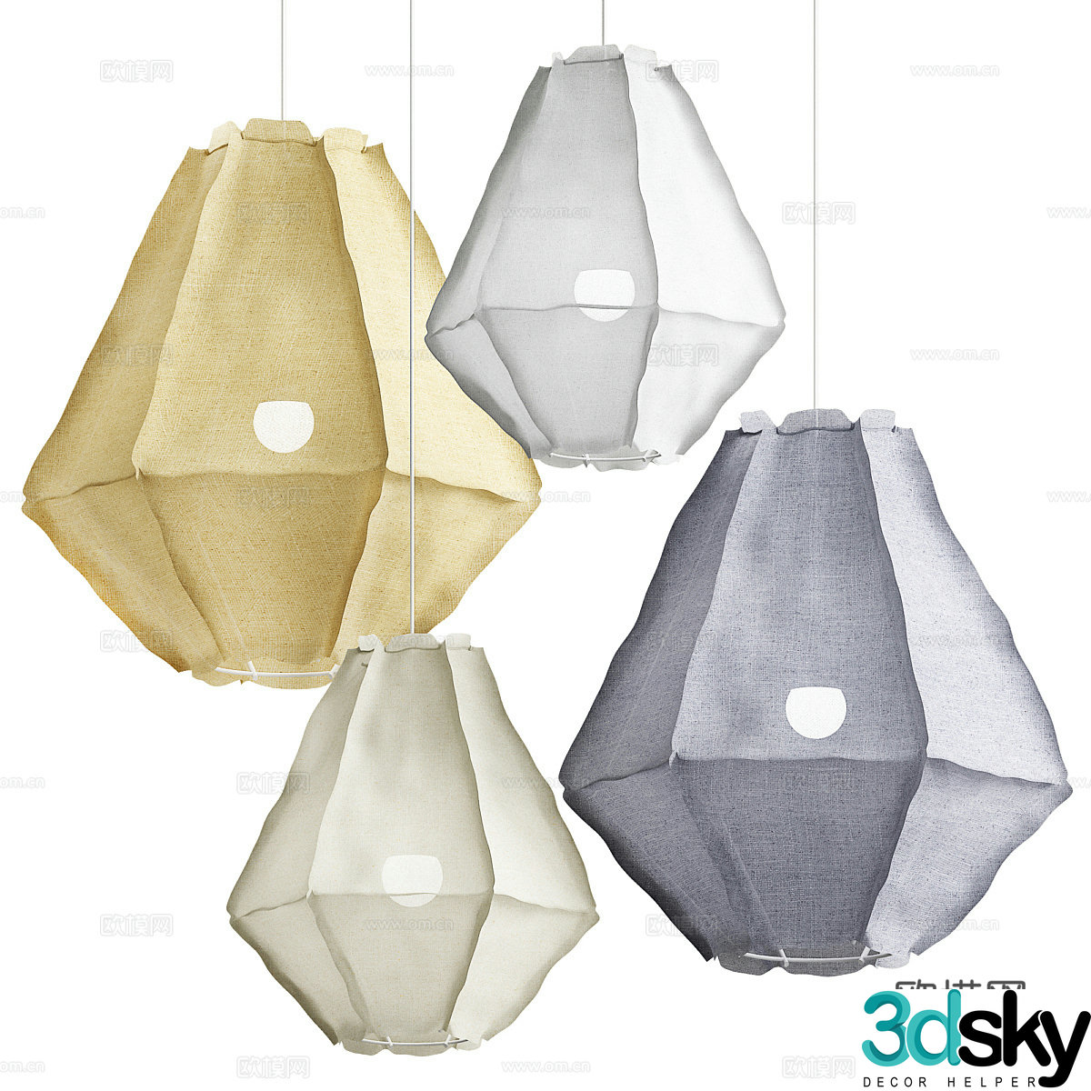 New Chinese parchment chandelier 3d model