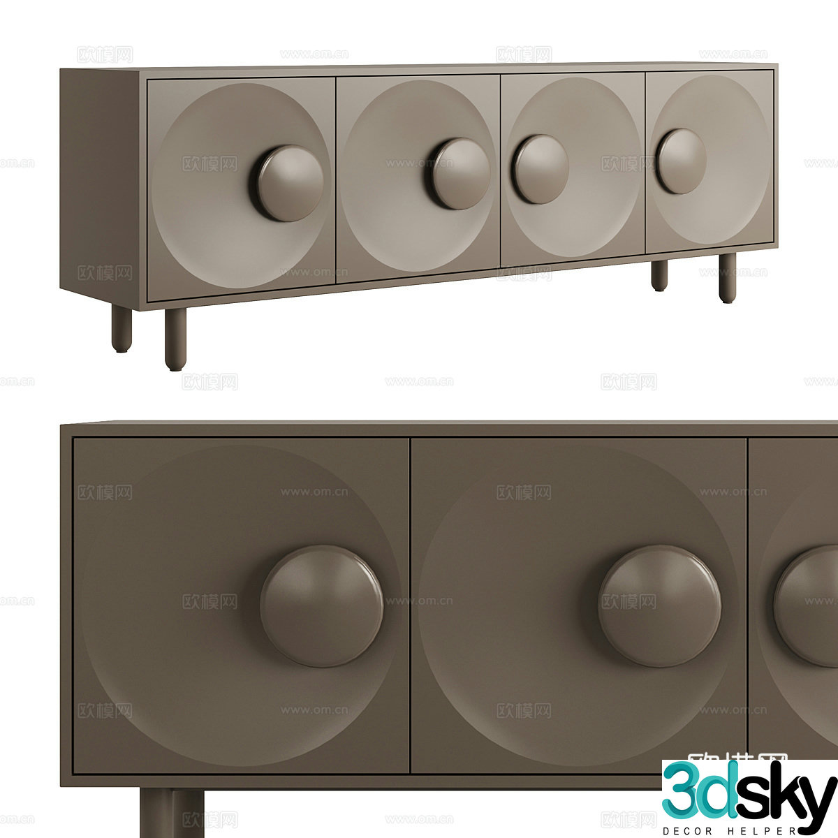 Modern creamy air TV cabinet 3d model