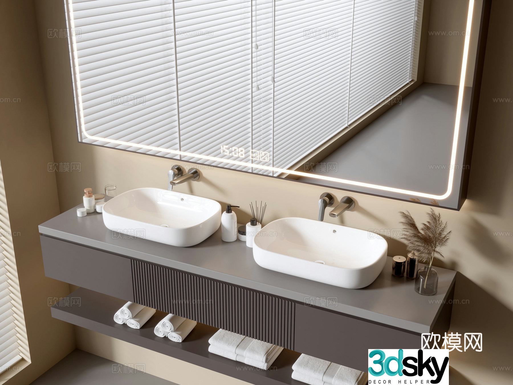 Modern bathroom cabinet bathroom basin bathroom ornaments mirror cabinet sink 3d model