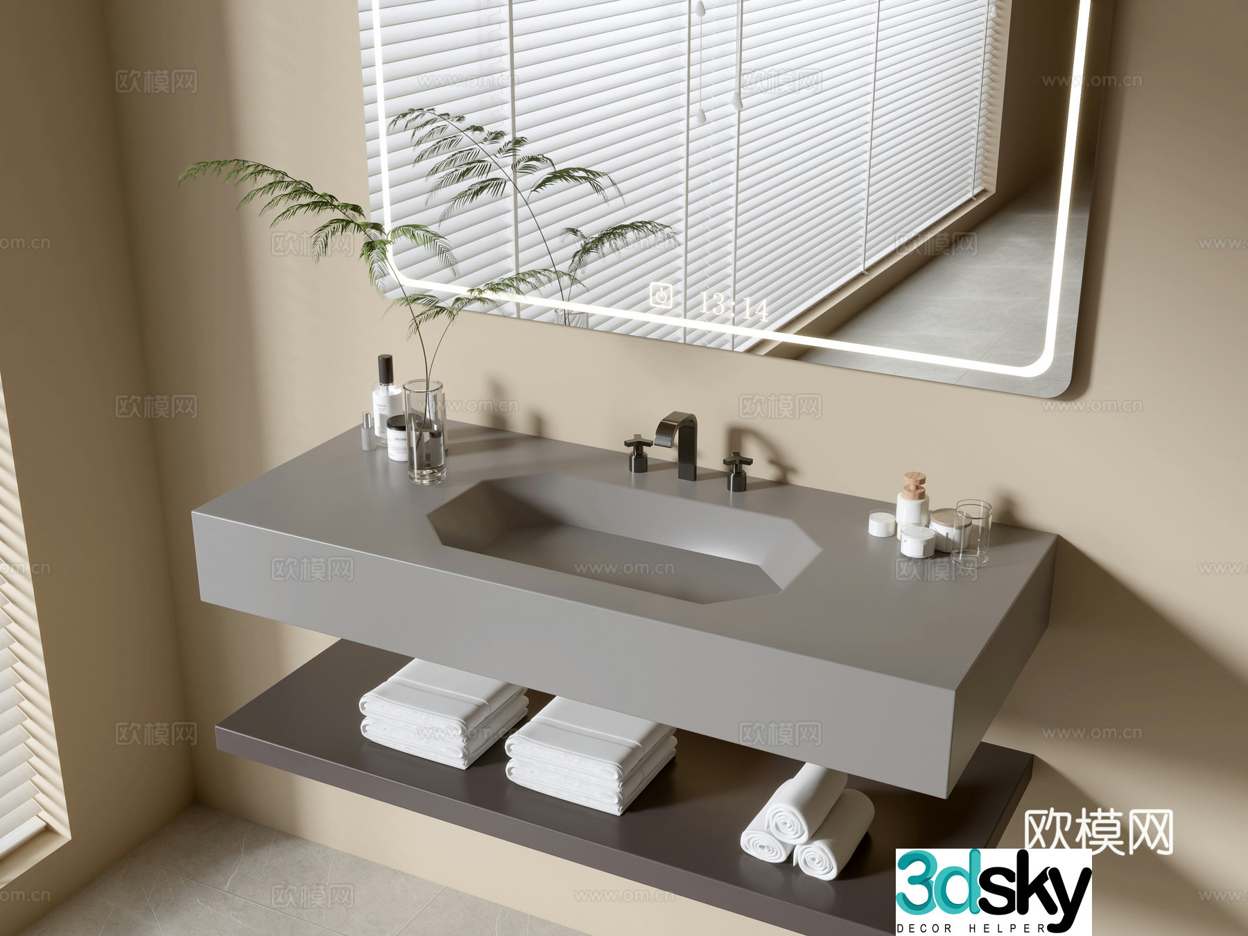 Modern bathroom cabinet bathroom basin bathroom ornaments mirror cabinet sink 3d model