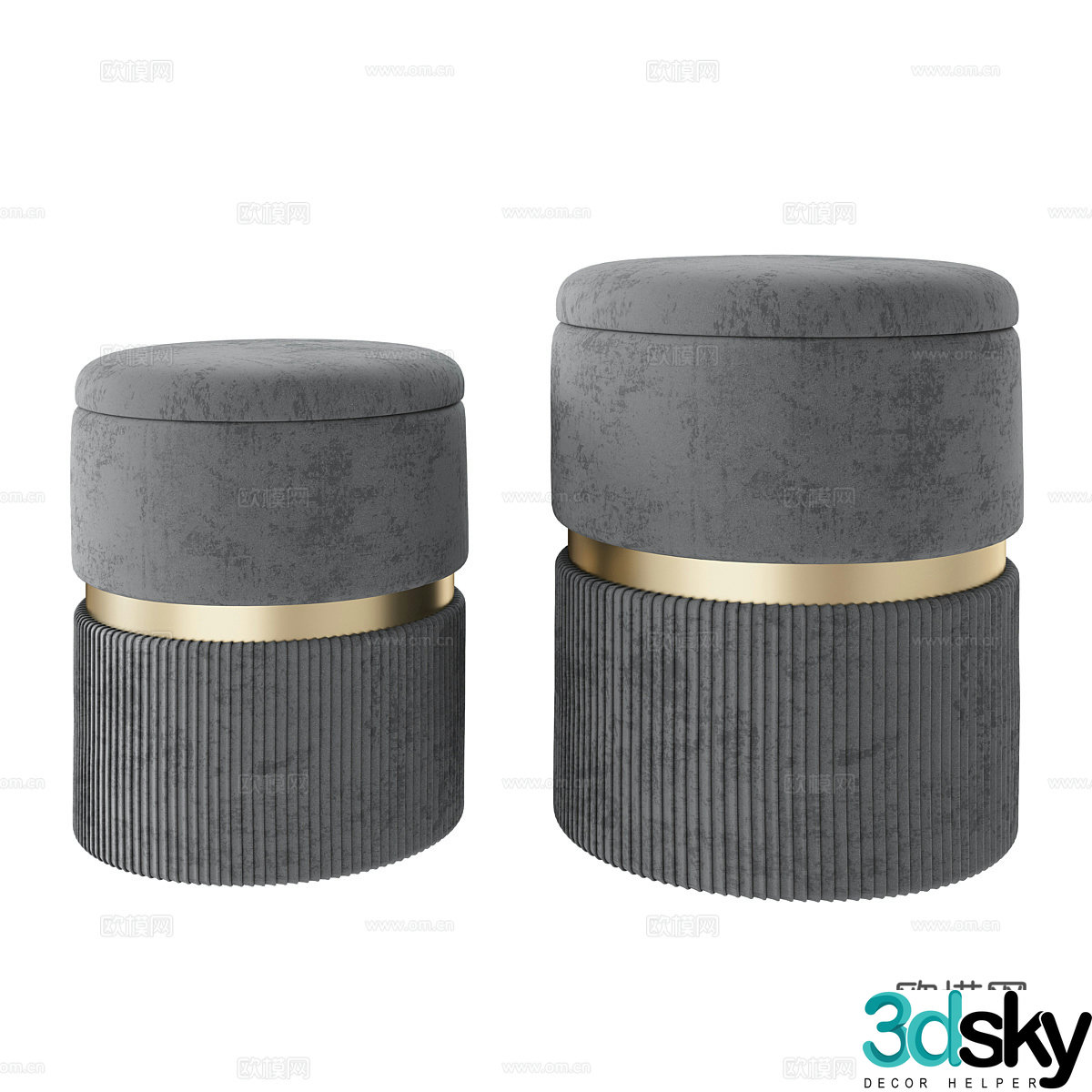 New Chinese stool round stool 3D model