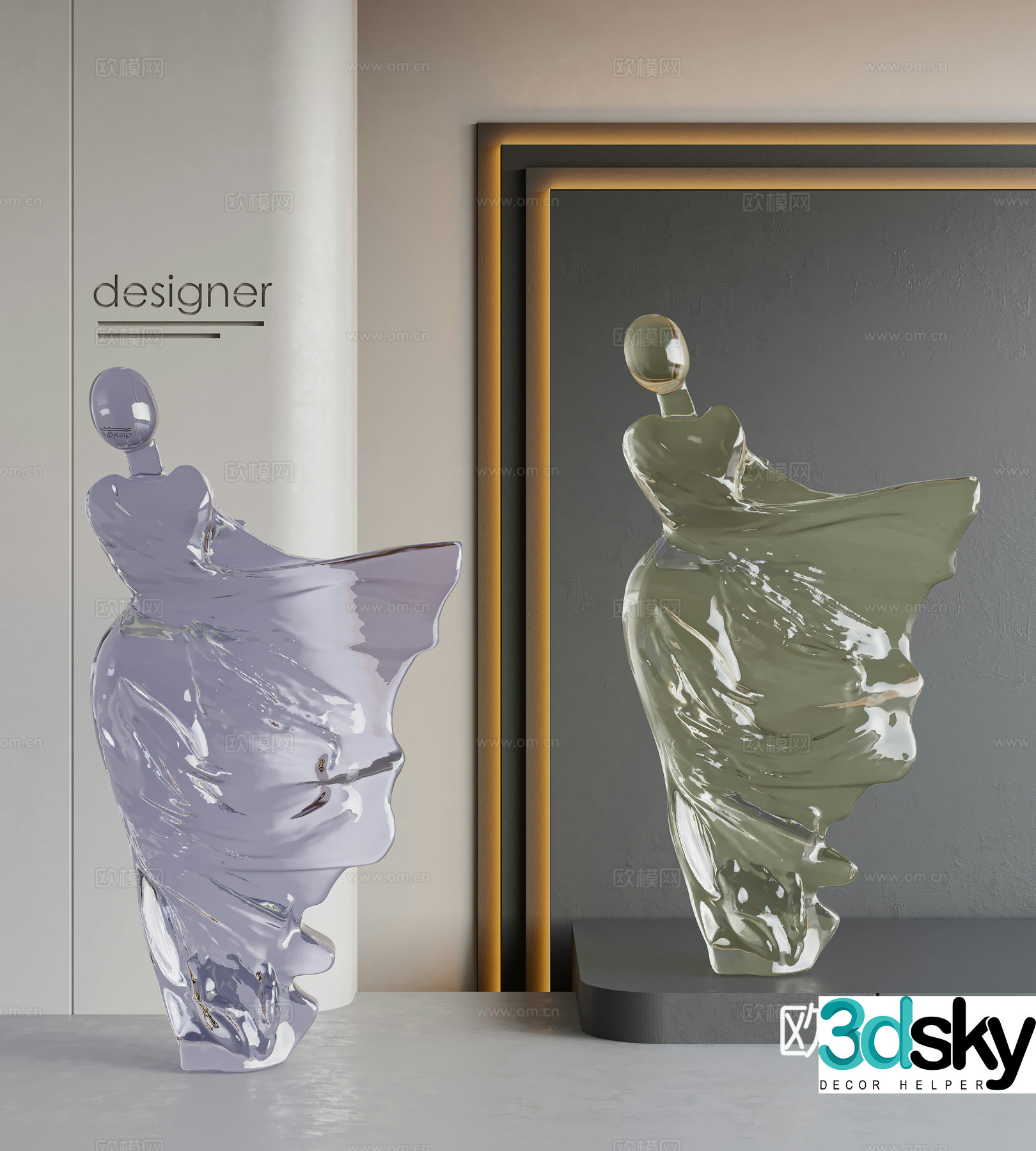 Modern sculpture ornaments Cream style sculpture ornaments Crystal sculpture ornaments Abstract character sculpture ornaments 3D model