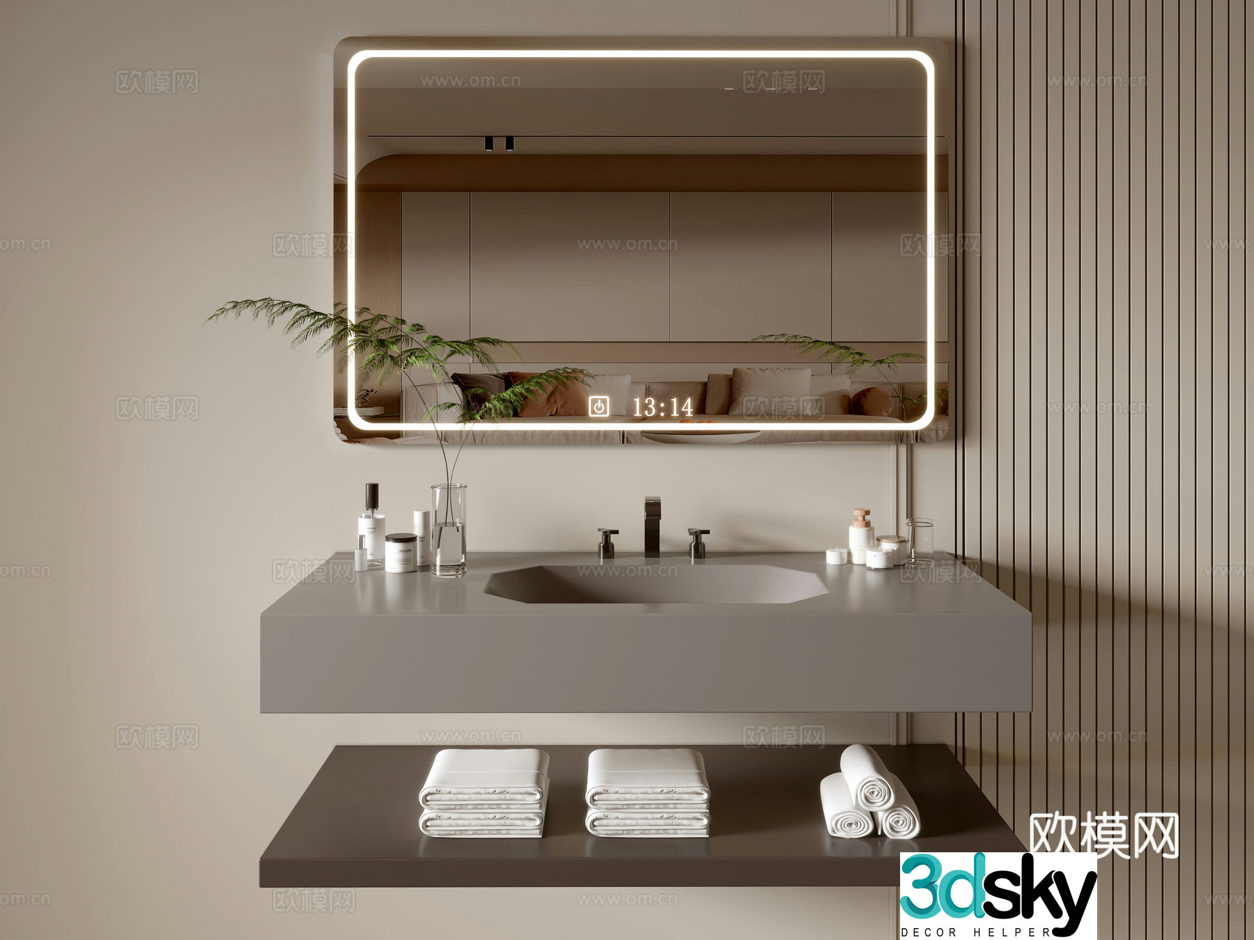 Modern bathroom cabinet bathroom basin bathroom ornaments mirror cabinet sink 3d model