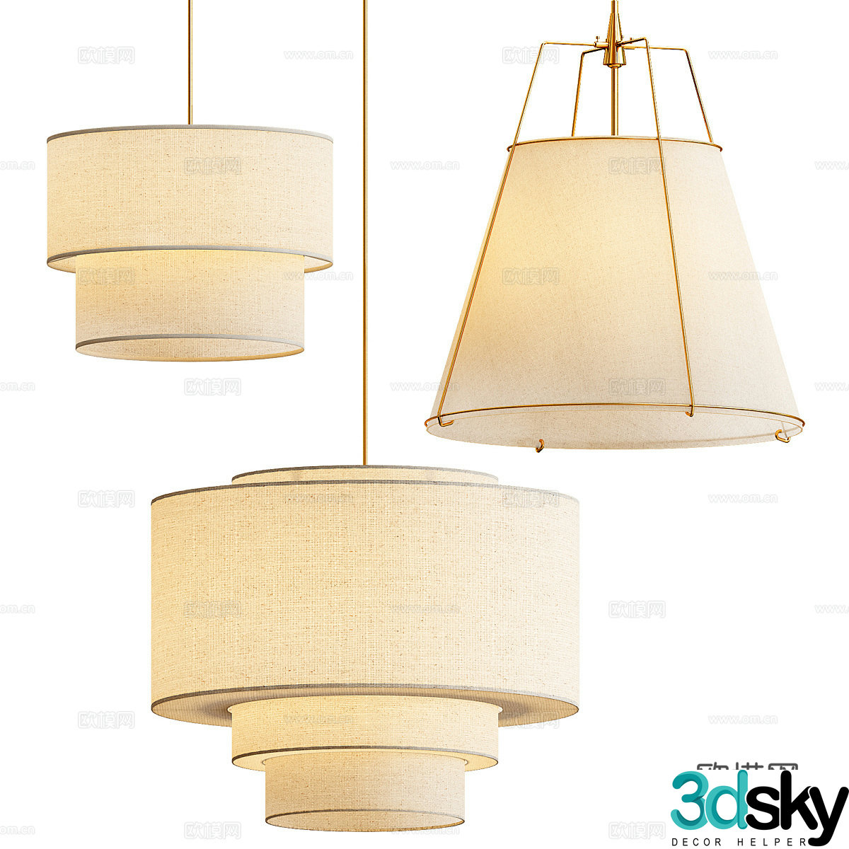 New Chinese lantern chandelier 3d model