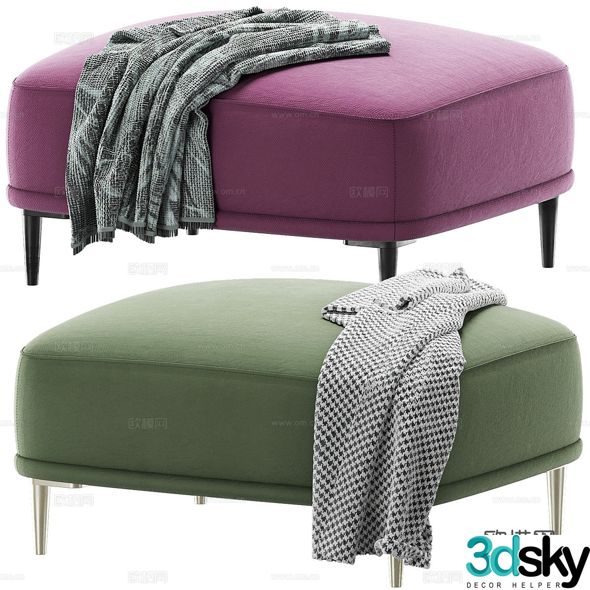 Modern light luxury sofa stool pedal 3D model