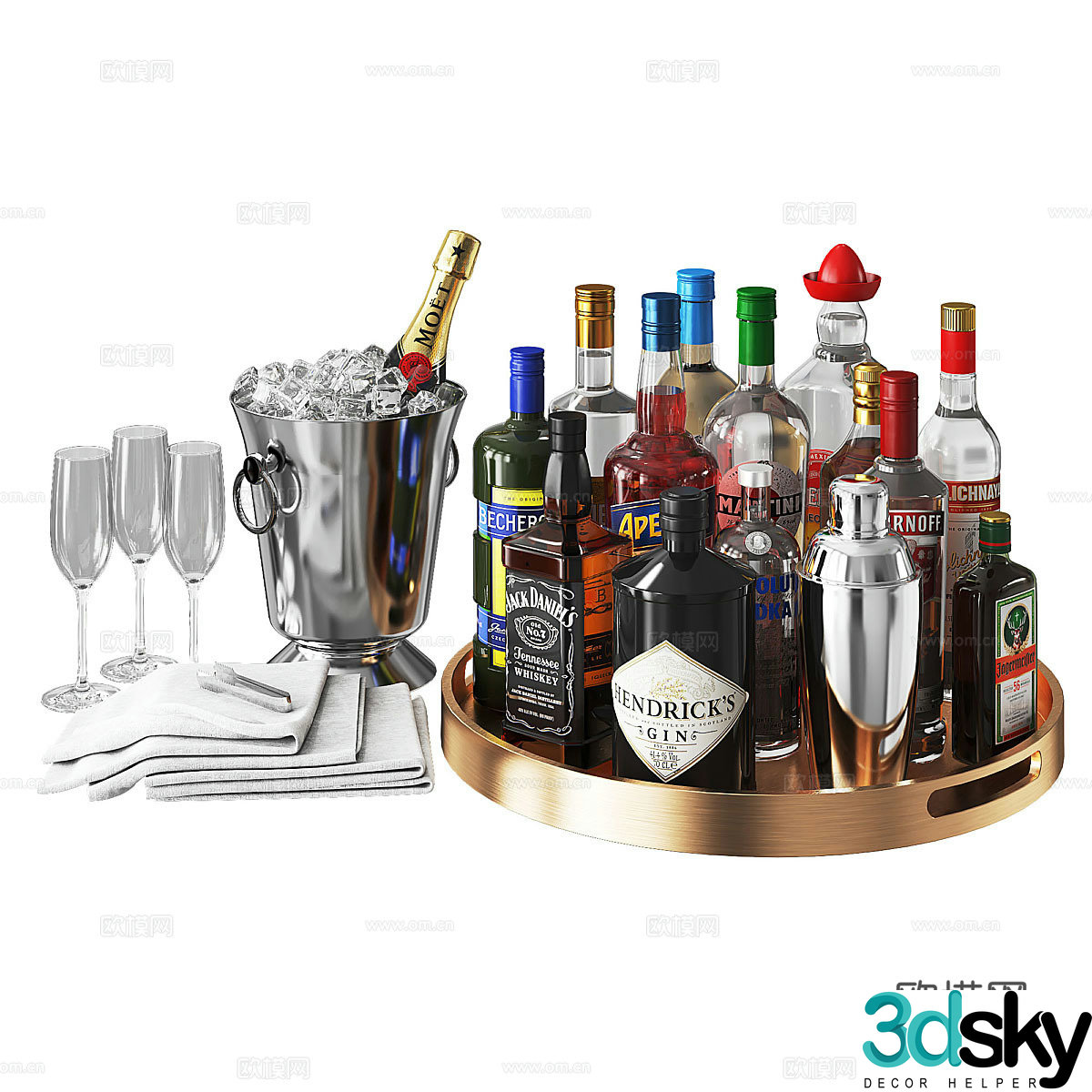 Home Bar Drink Set 3D Model