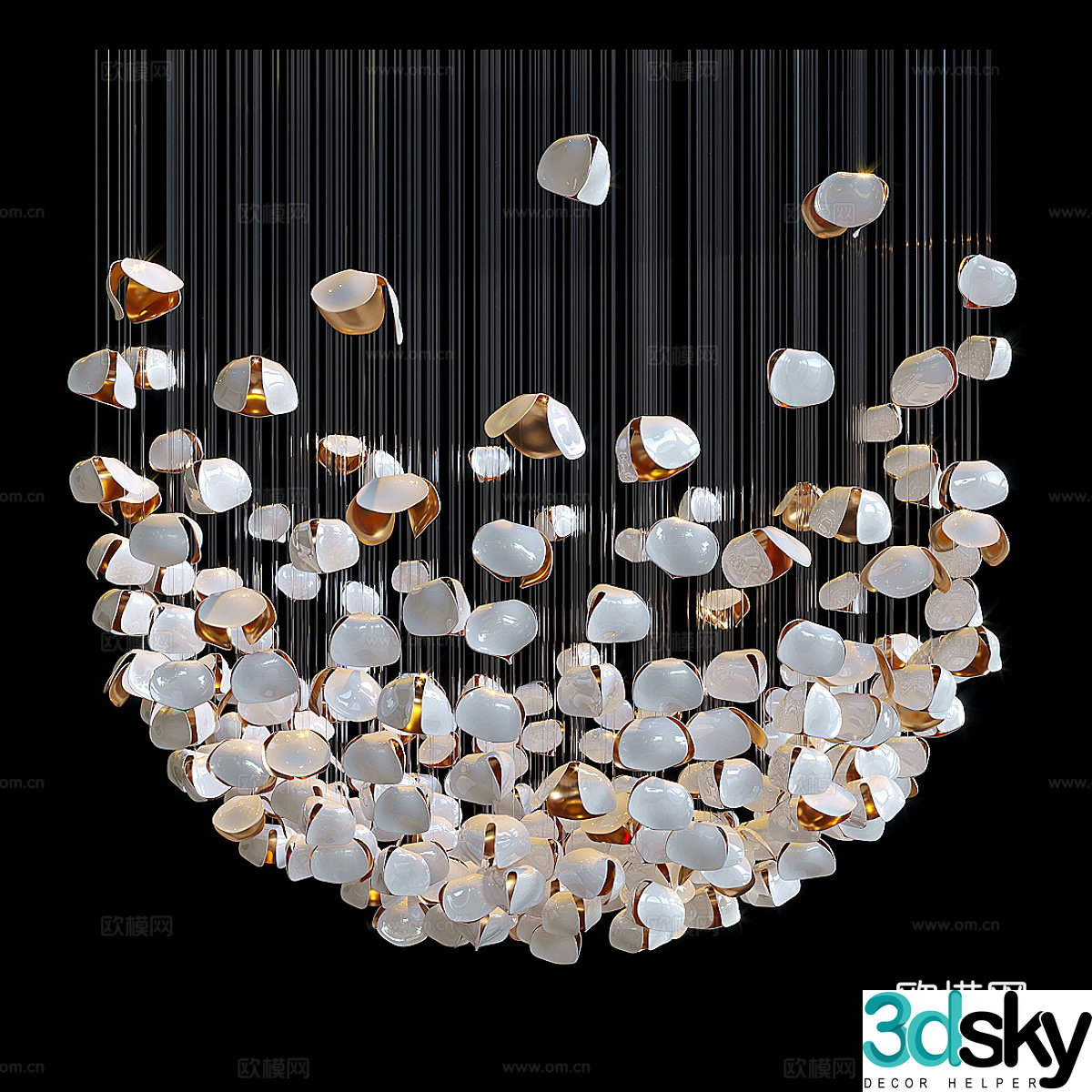 New Chinese style decorative chandelier 3D model