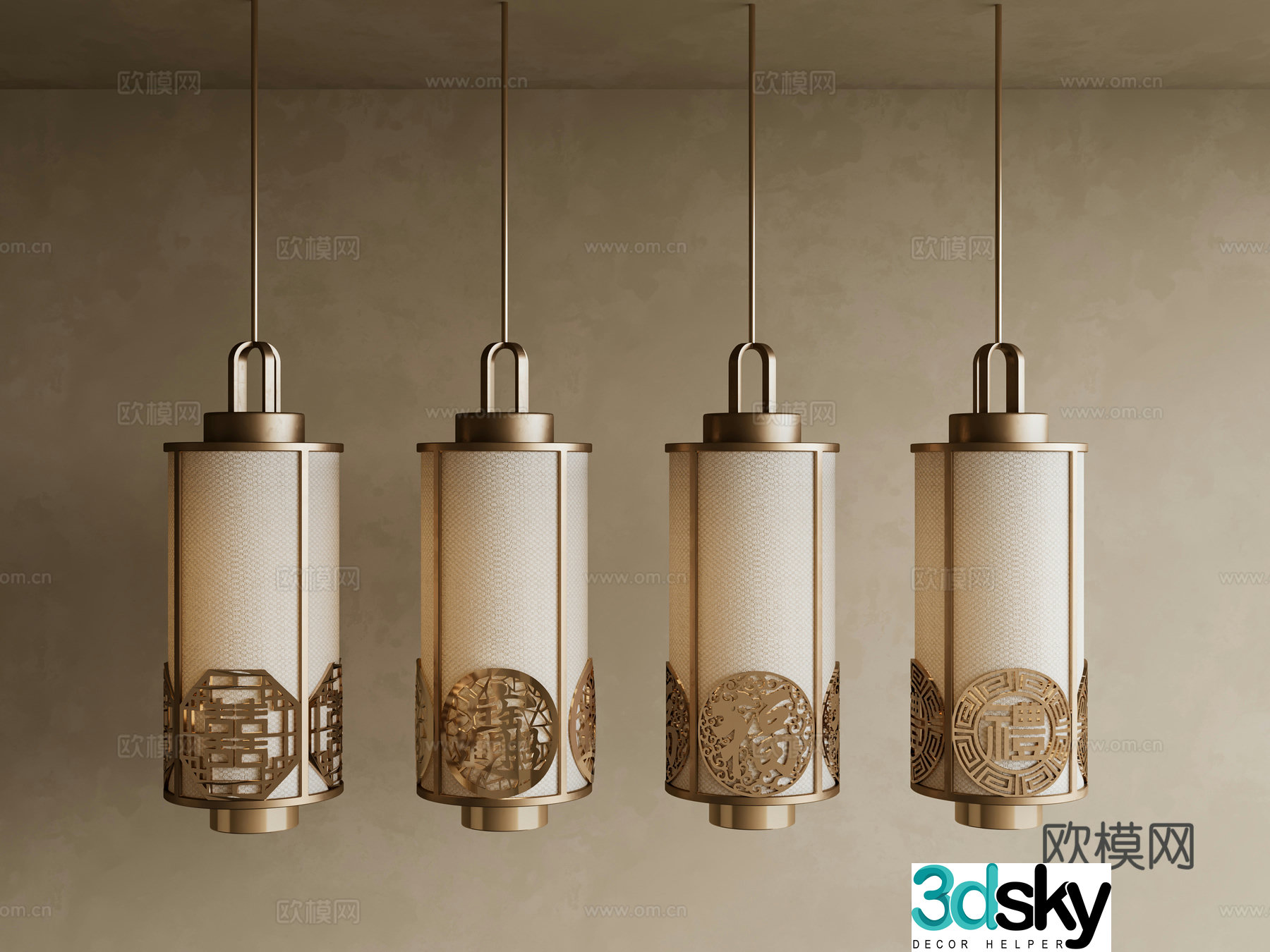 Middle-aged chandeliers New Chinese chandeliers Chinese retro chandeliers Decorative metal chandeliers Chinese metal chandeliers 3D model