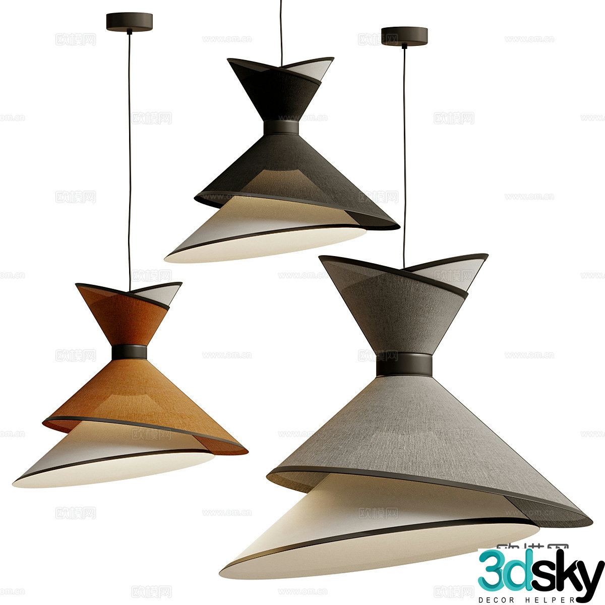 New Chinese style woven chandelier 3D model
