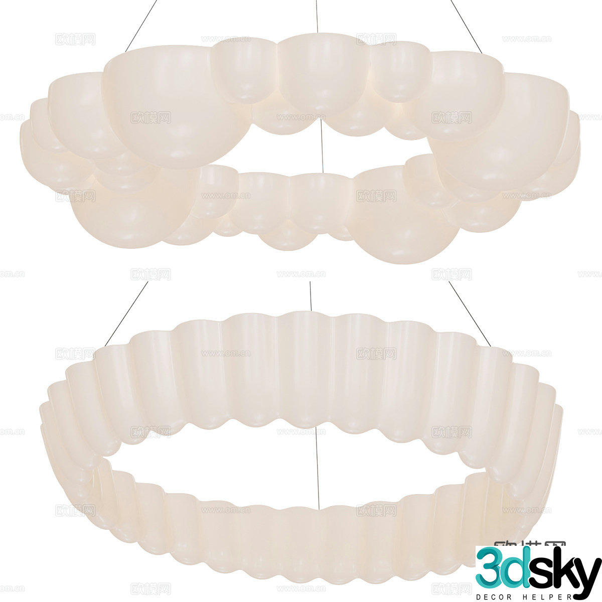 Modern Cream Style Decorative Chandelier 3d Model