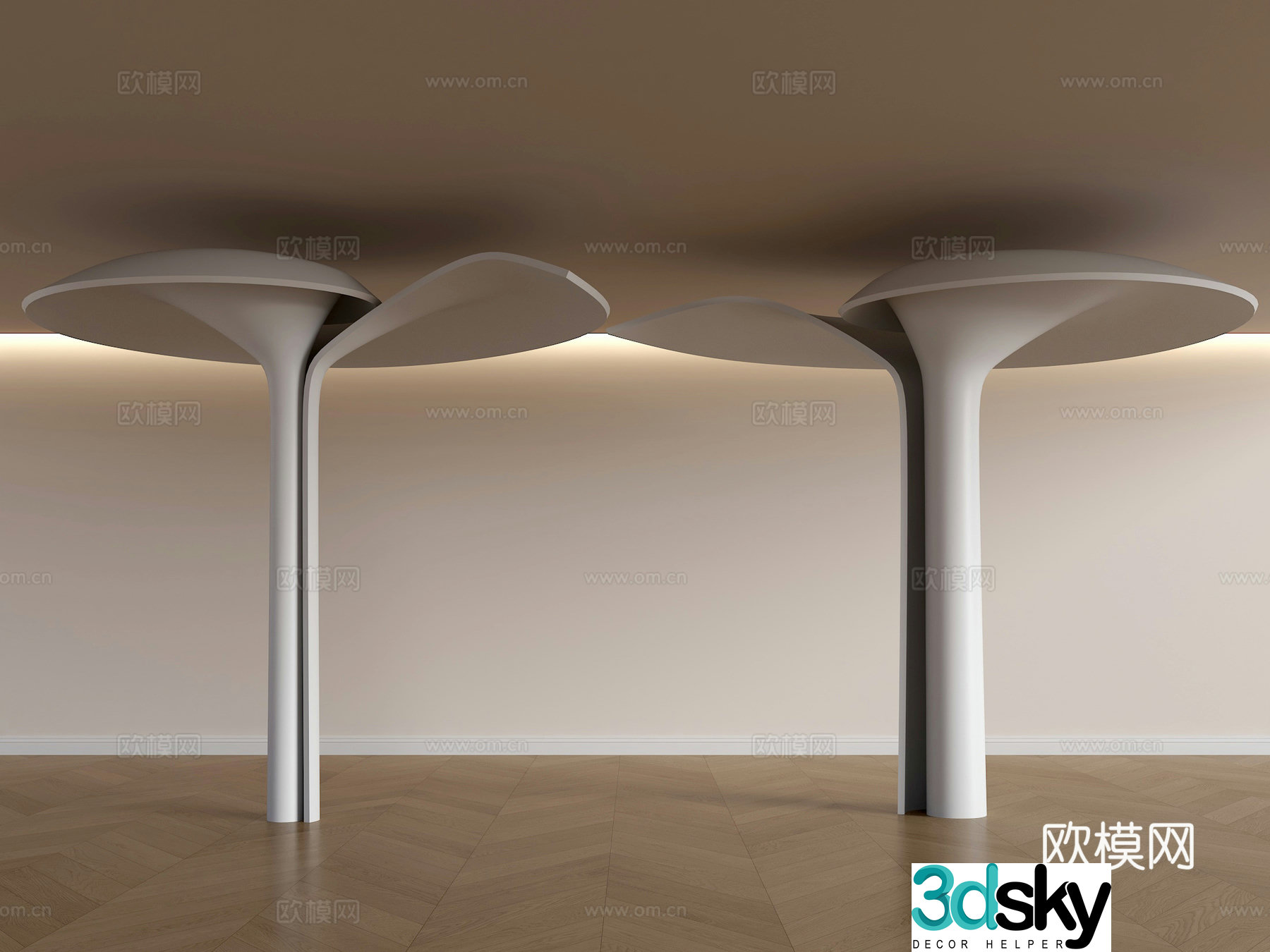 Modern shaped pillars Petal landscape pillars Spiral pillars Landscape rest pavilion Petal rest pavilion 3D model