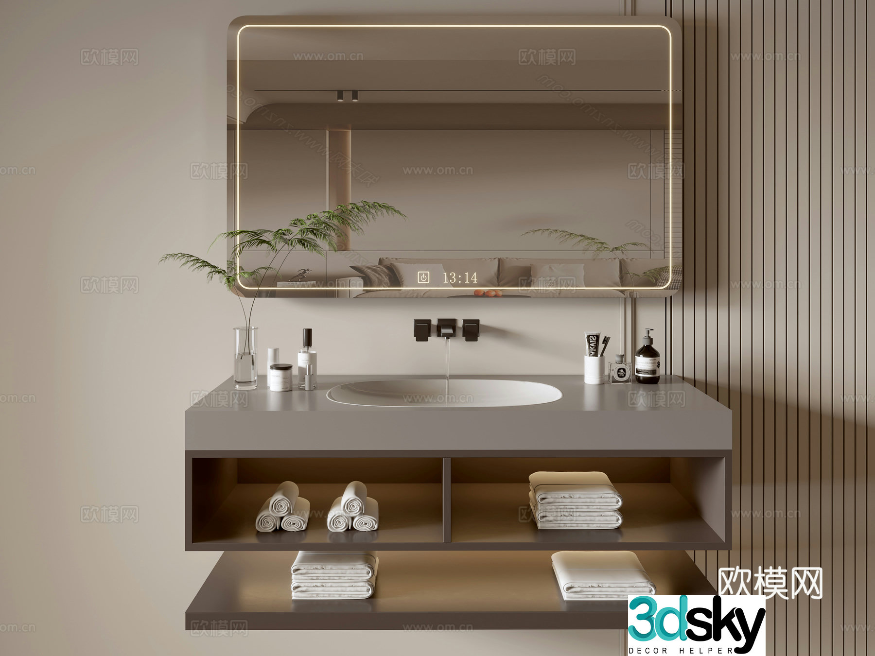 Modern bathroom cabinet bathroom basin bathroom ornaments mirror cabinet sink 3d model