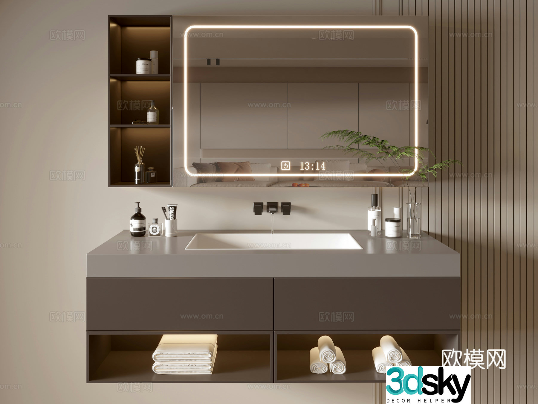 Modern bathroom cabinet bathroom basin bathroom ornaments mirror cabinet sink 3d model