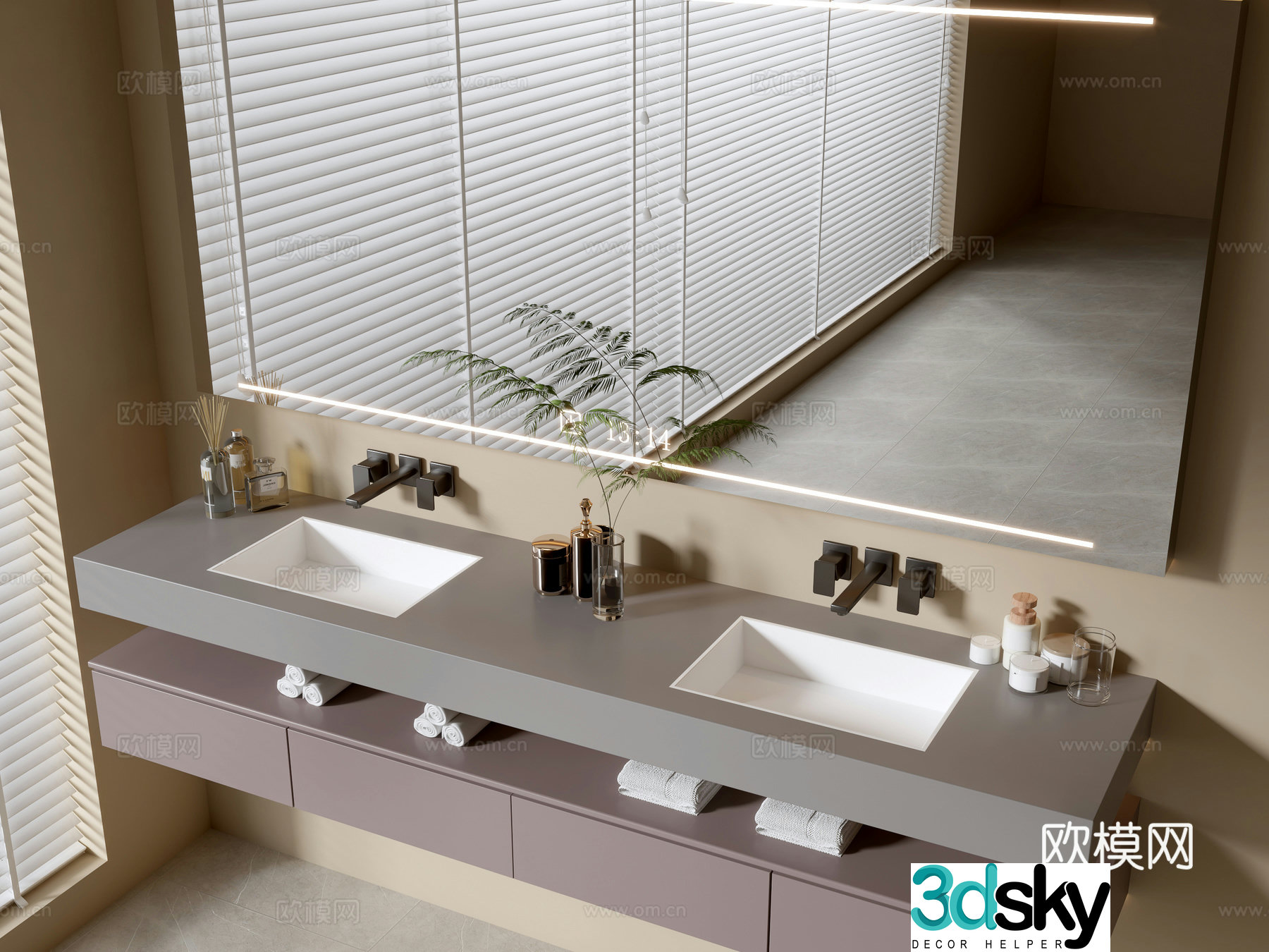 Modern bathroom cabinet bathroom basin bathroom ornaments mirror cabinet sink 3d model