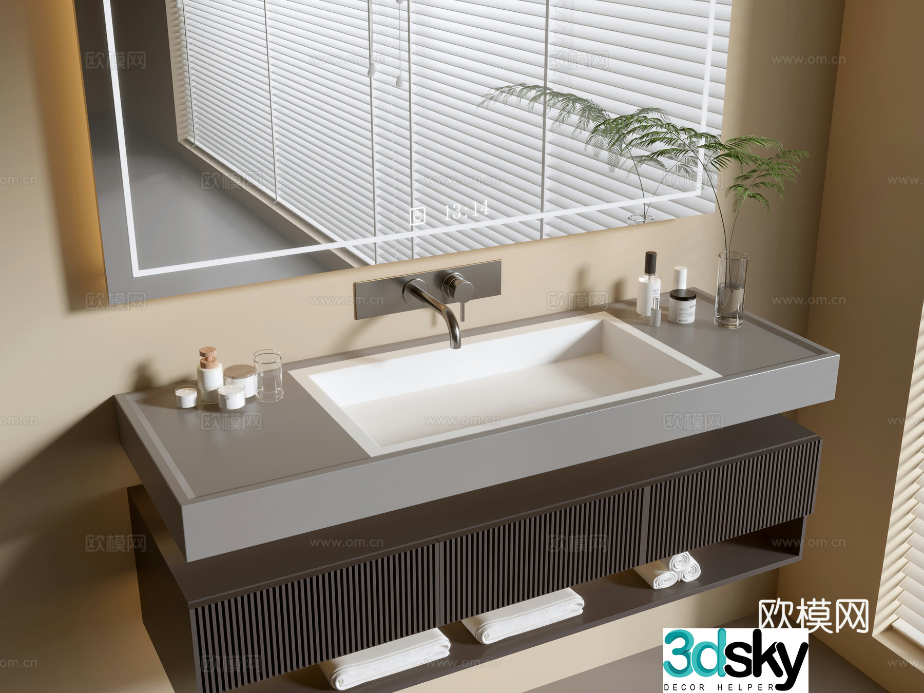 Modern bathroom cabinet bathroom basin bathroom ornaments mirror cabinet sink 3d model