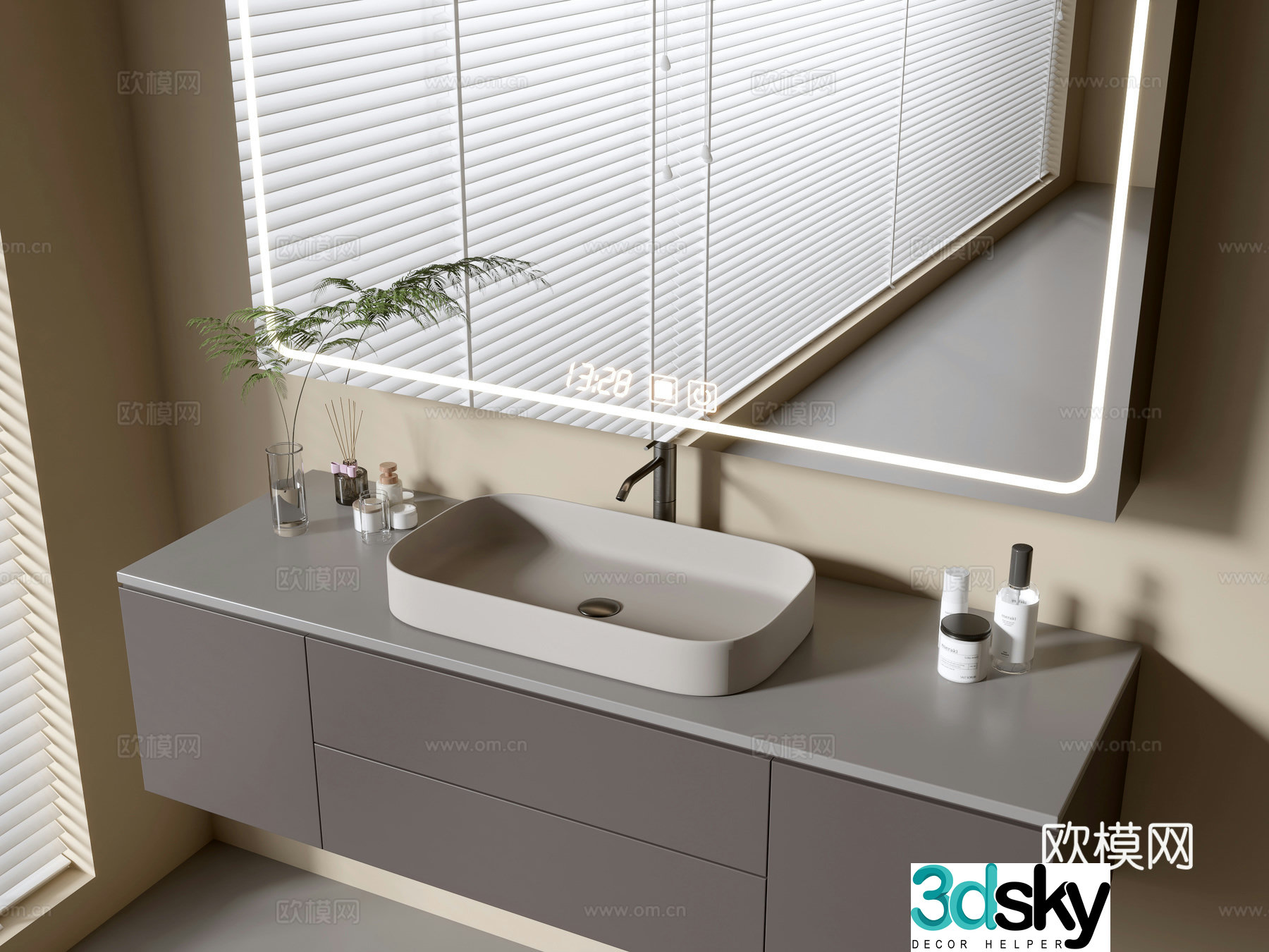 Modern bathroom cabinet bathroom basin bathroom ornaments mirror cabinet sink 3d model