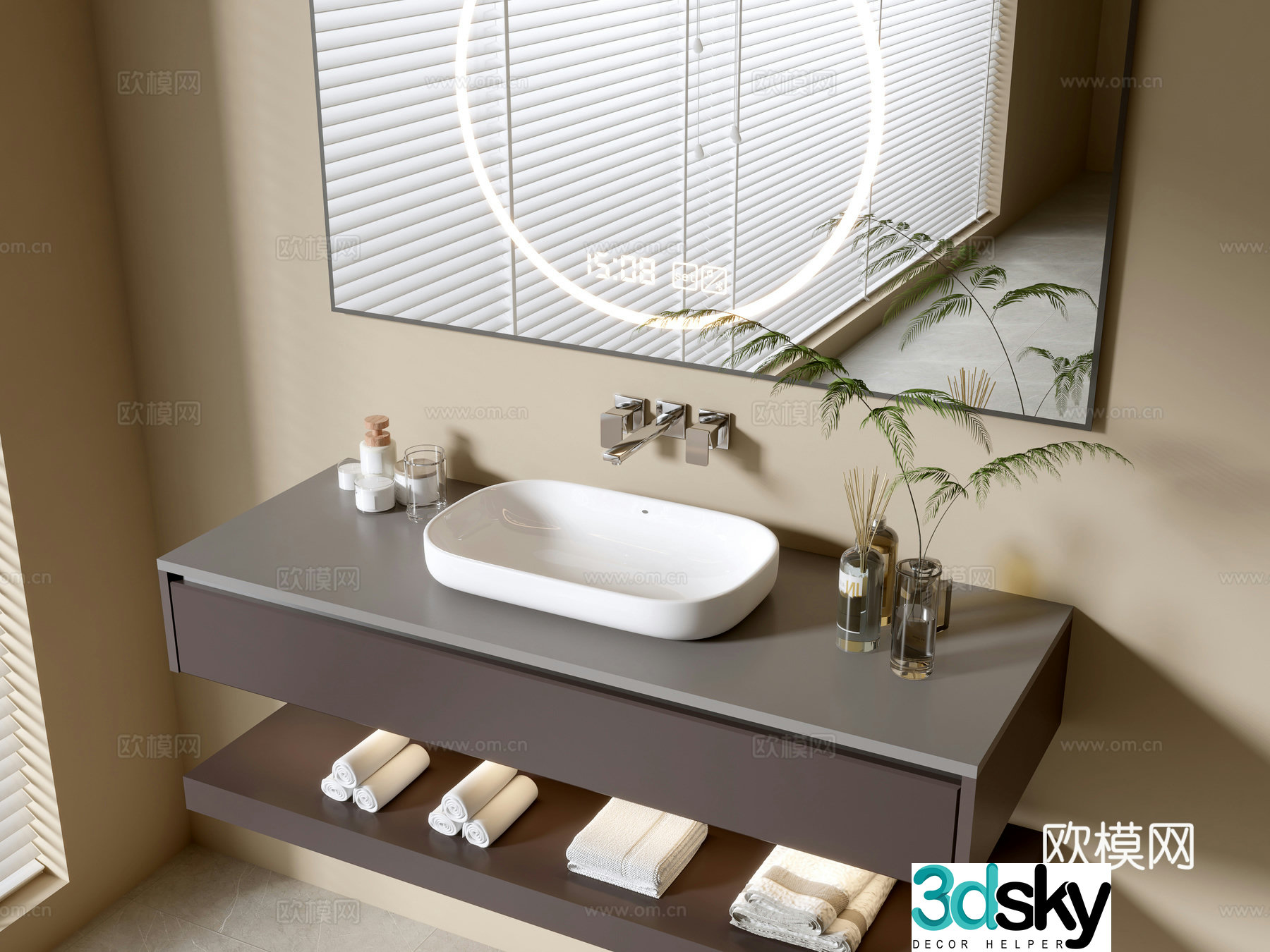 Modern bathroom cabinet bathroom basin bathroom ornaments mirror cabinet sink 3d model