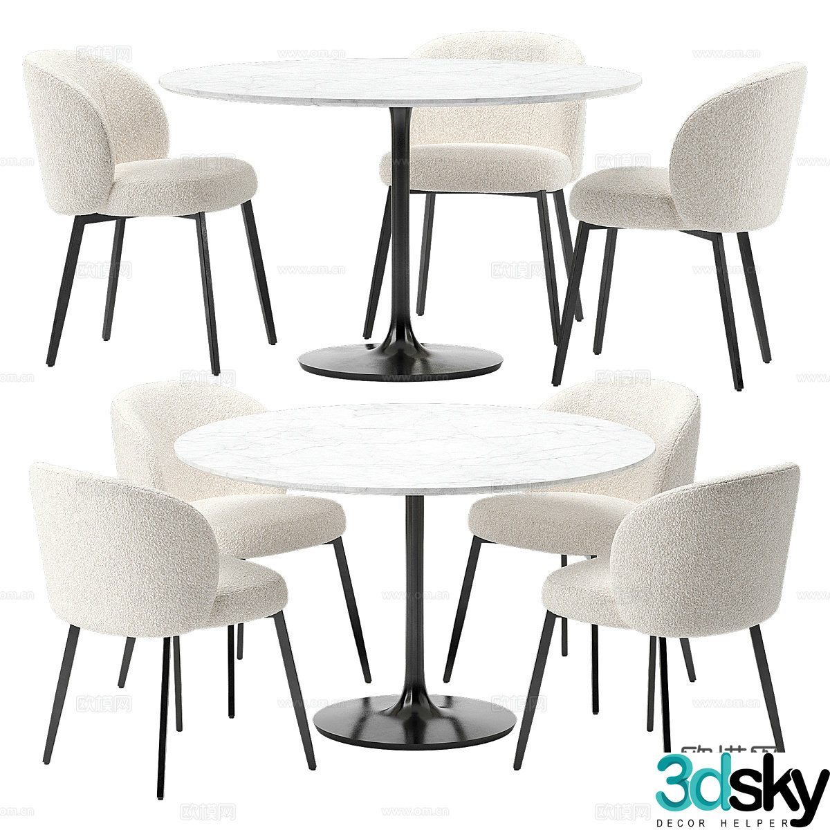 Modern Italian casual table and chair 3d model