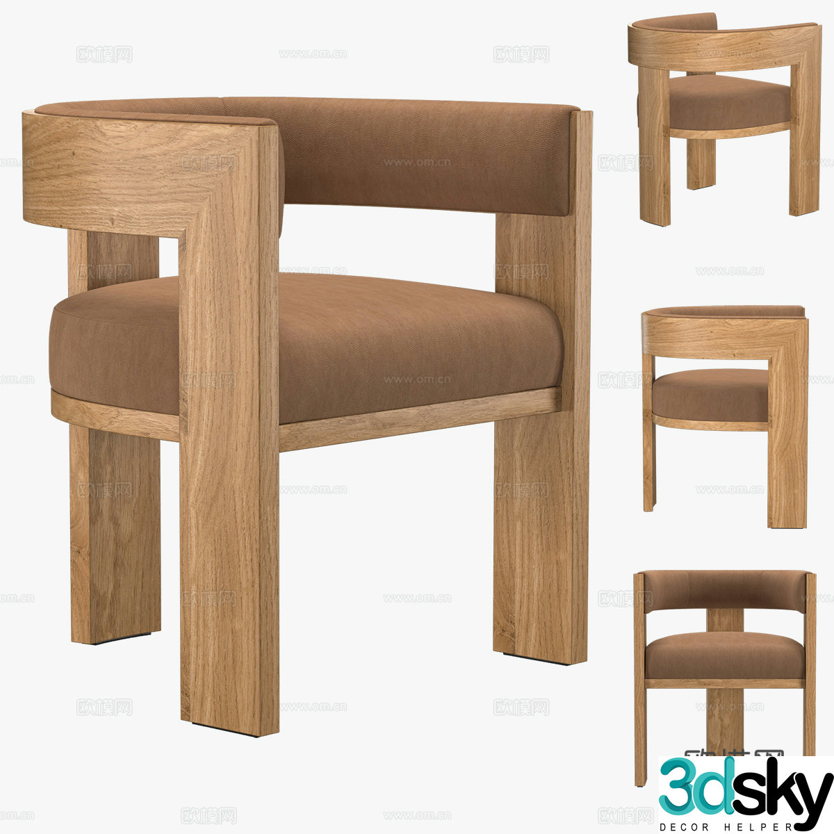 New Chinese style wavy leisure chair 3D model