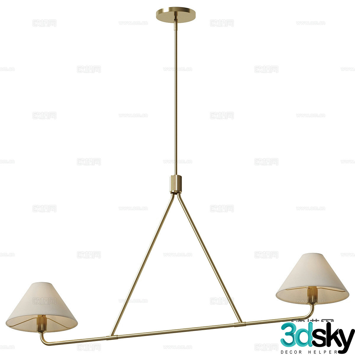 New Chinese style decorative chandelier 3D model