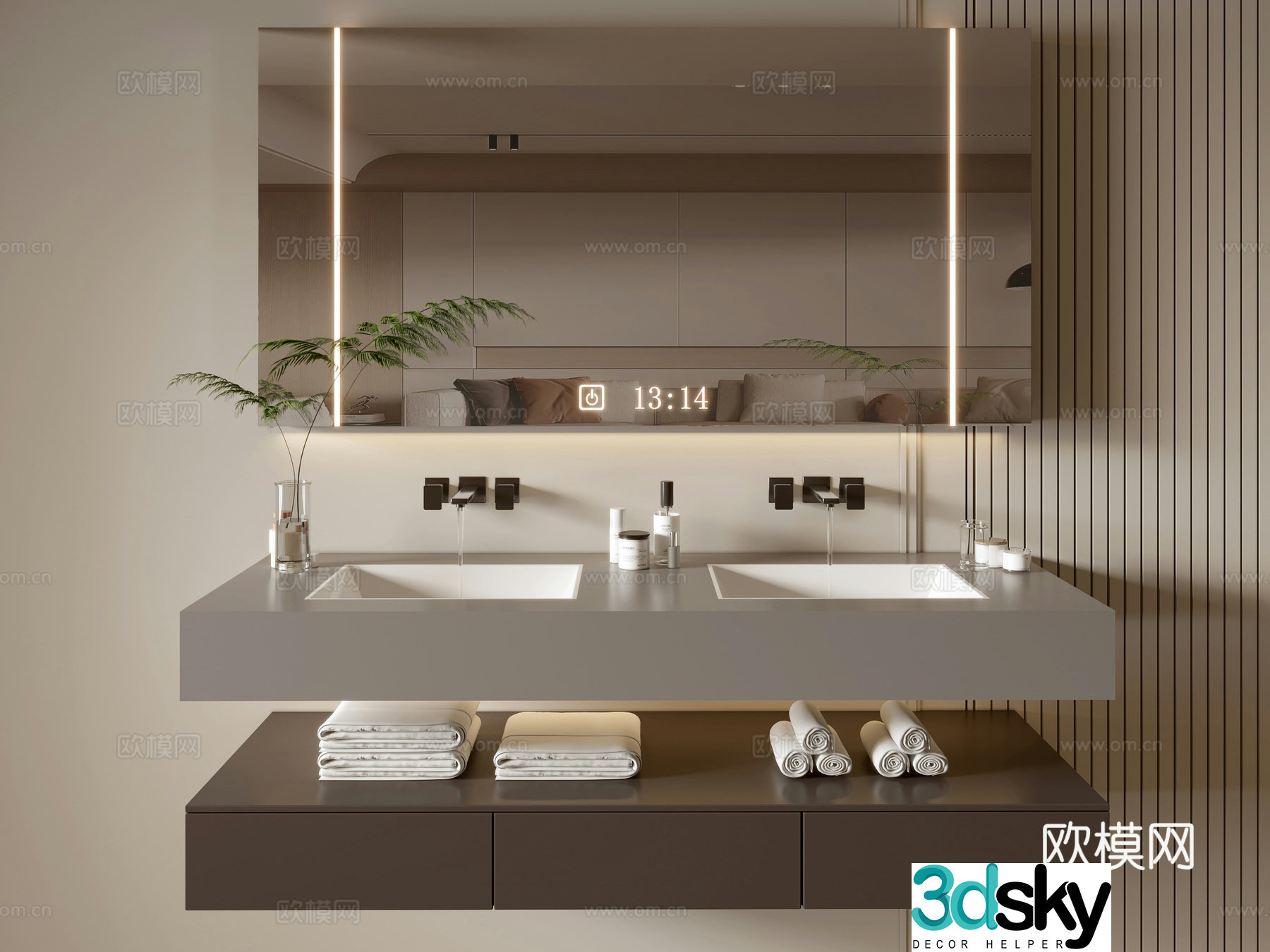 Modern bathroom cabinet bathroom basin bathroom ornaments mirror cabinet sink 3d model