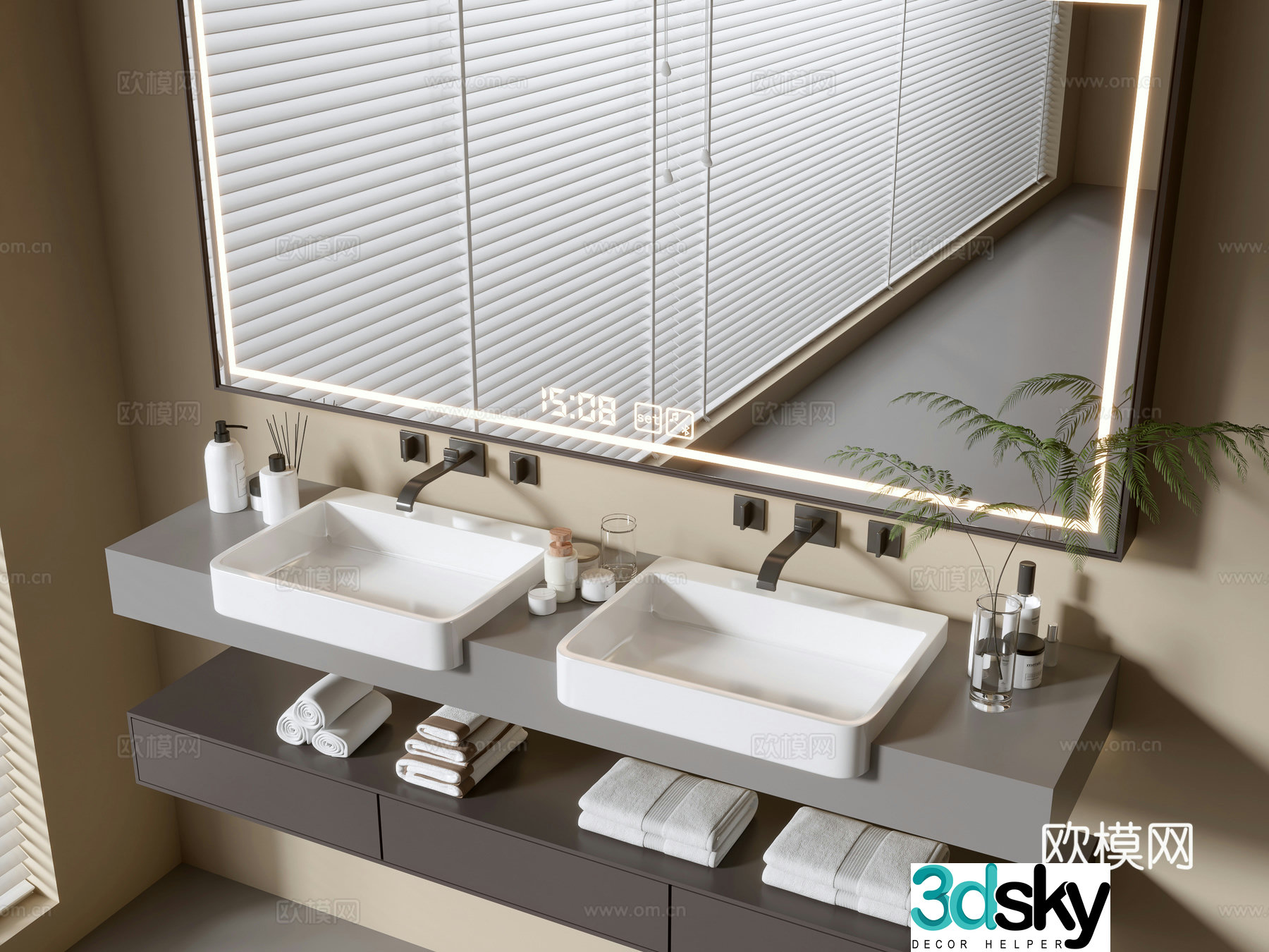 Modern bathroom cabinet bathroom basin bathroom ornaments mirror cabinet sink 3d model