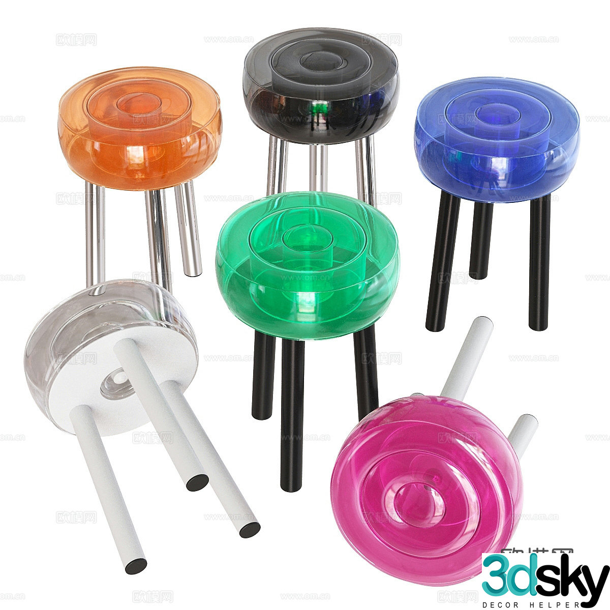 Modern FLOFFY EKO stool 3d model