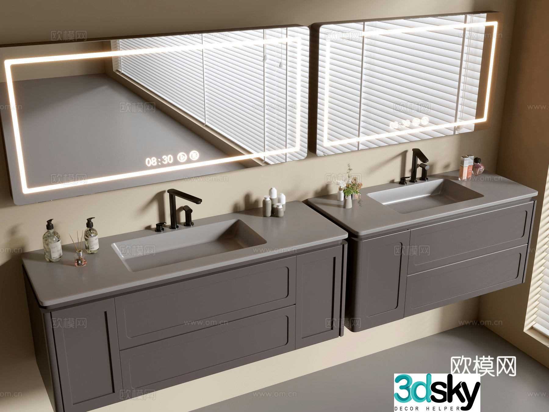 Modern bathroom cabinet bathroom basin bathroom ornaments mirror cabinet sink 3d model