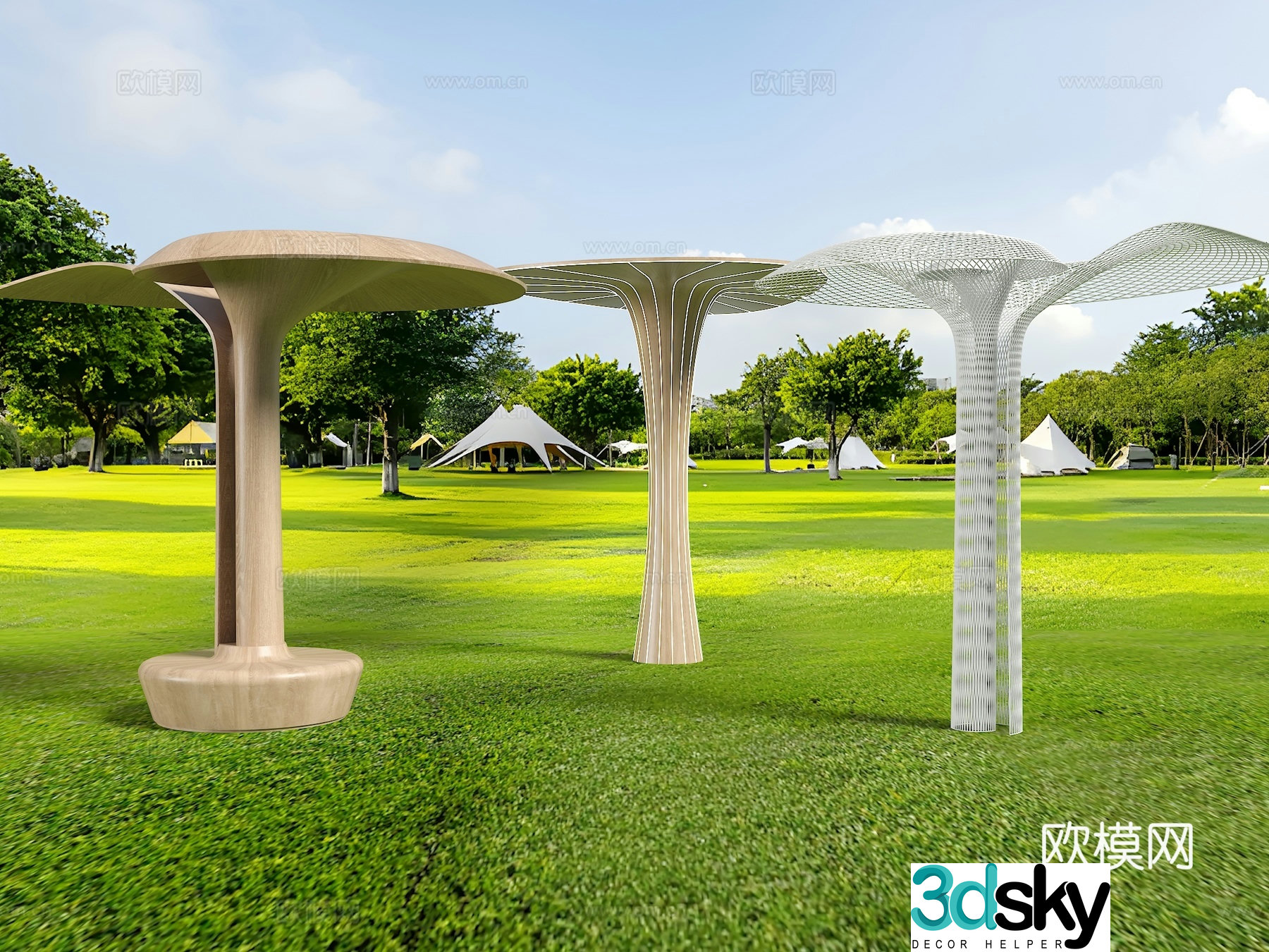 Modern shaped pillars Petal landscape pillars Landscape spiral pillars Landscape rest pavilions Petal rest 3D model
