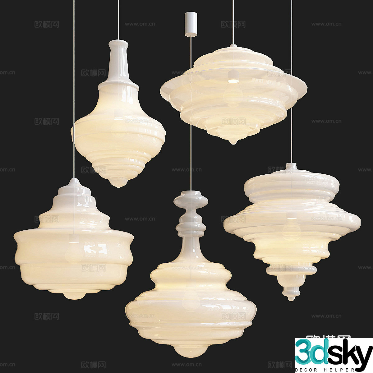 New Chinese style decorative chandelier 3D model