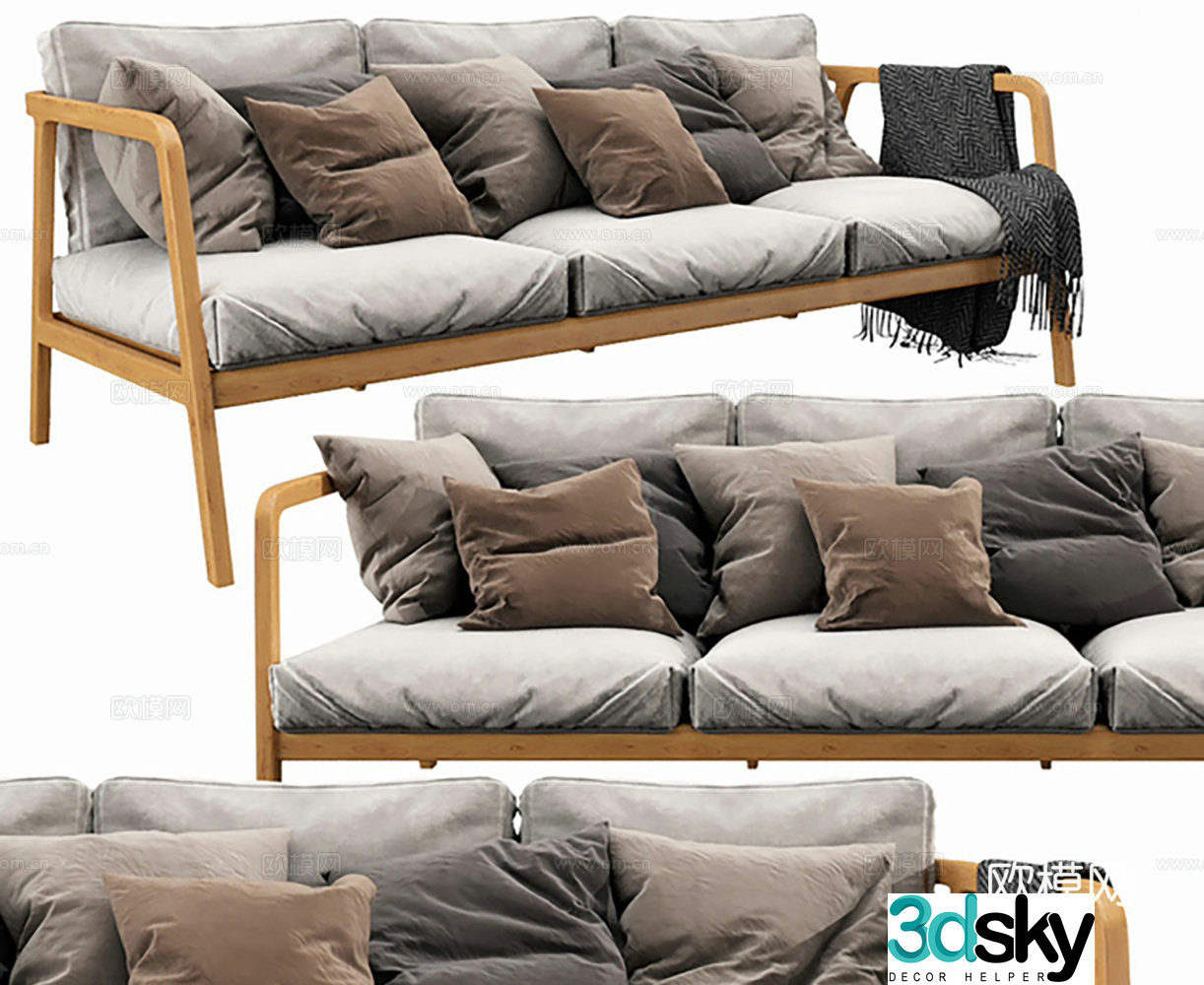 Sofa Three-person sofa Seat Casual sofa 3d model