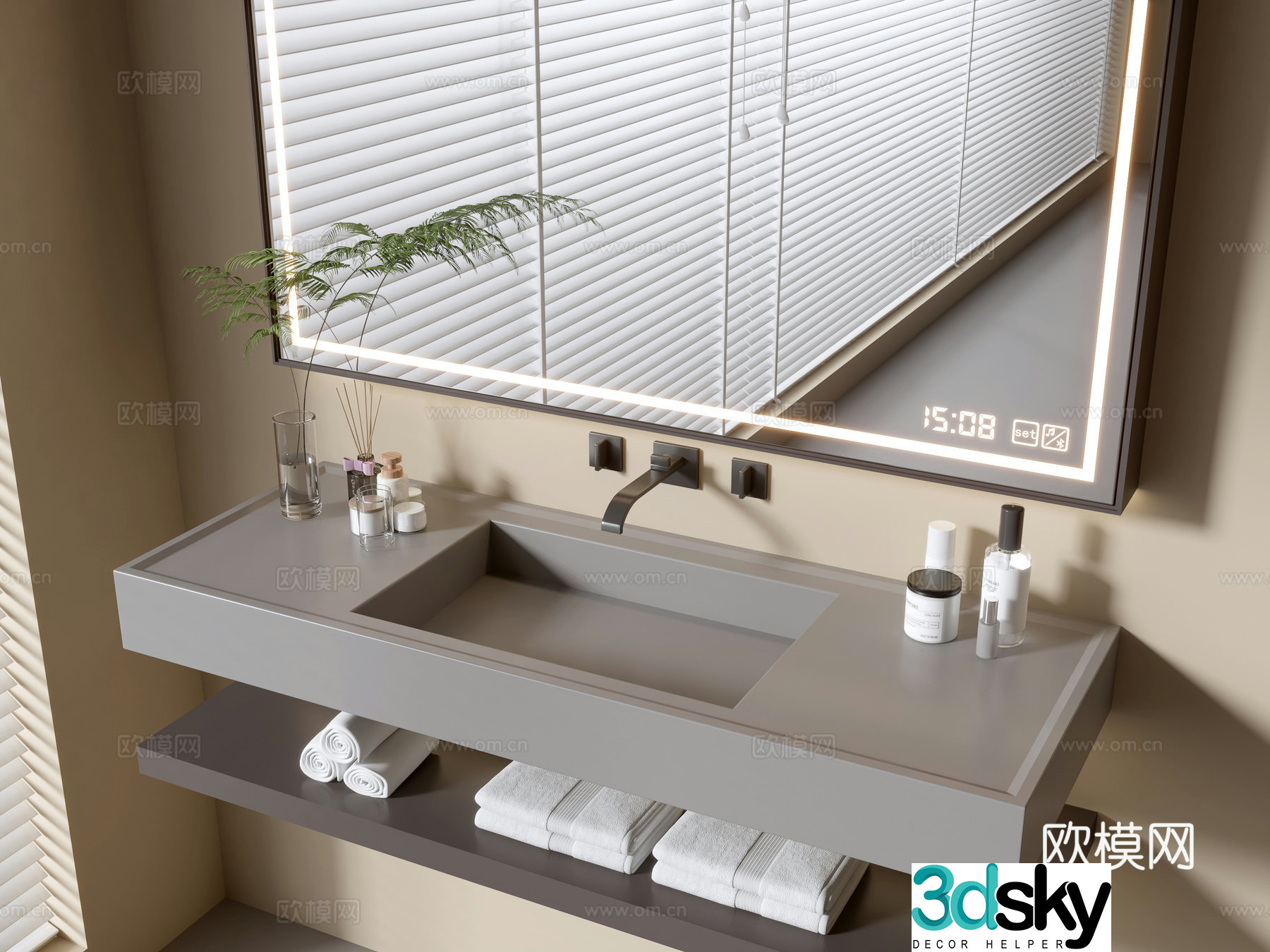 Modern bathroom cabinet bathroom basin bathroom ornaments mirror cabinet sink 3d model