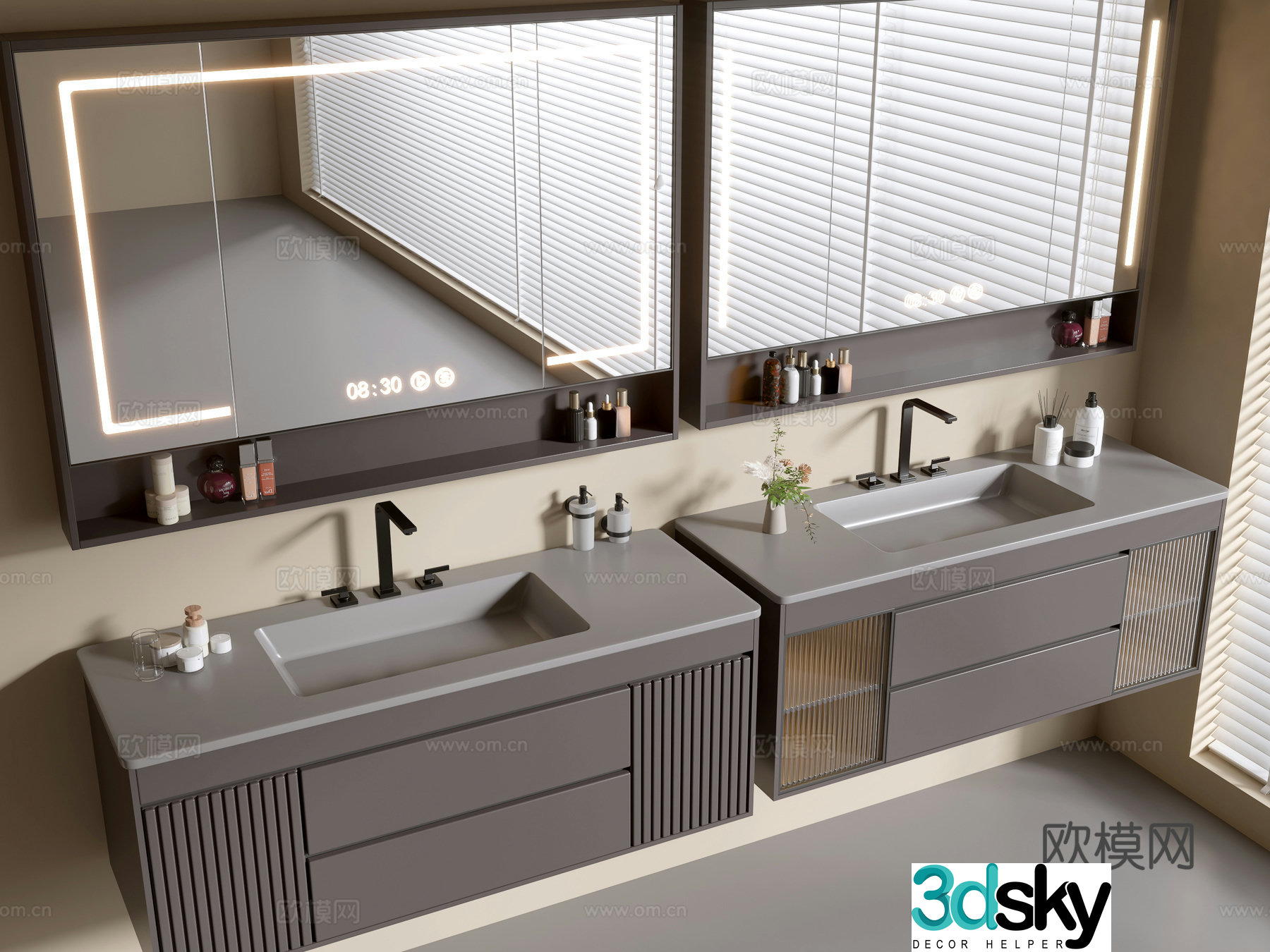 Modern bathroom cabinet bathroom basin bathroom ornaments mirror cabinet sink 3d model