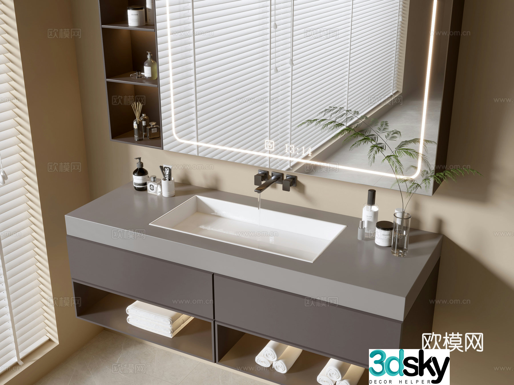 Modern bathroom cabinet bathroom basin bathroom ornaments mirror cabinet sink 3d model