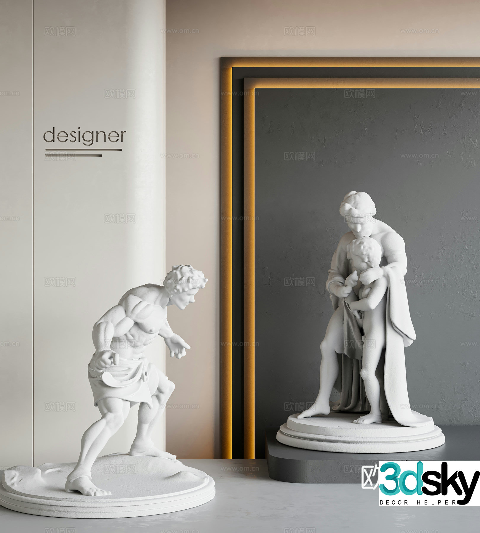 Modern sculpture ornaments French sculpture ornaments Abstract character sculpture ornaments Plaster sculpture ornaments 3D model