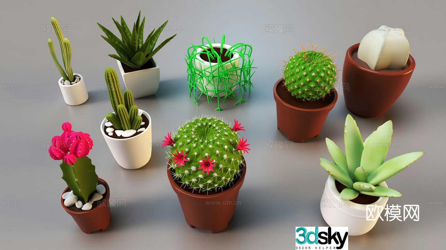 Cartoon potted 3d model
