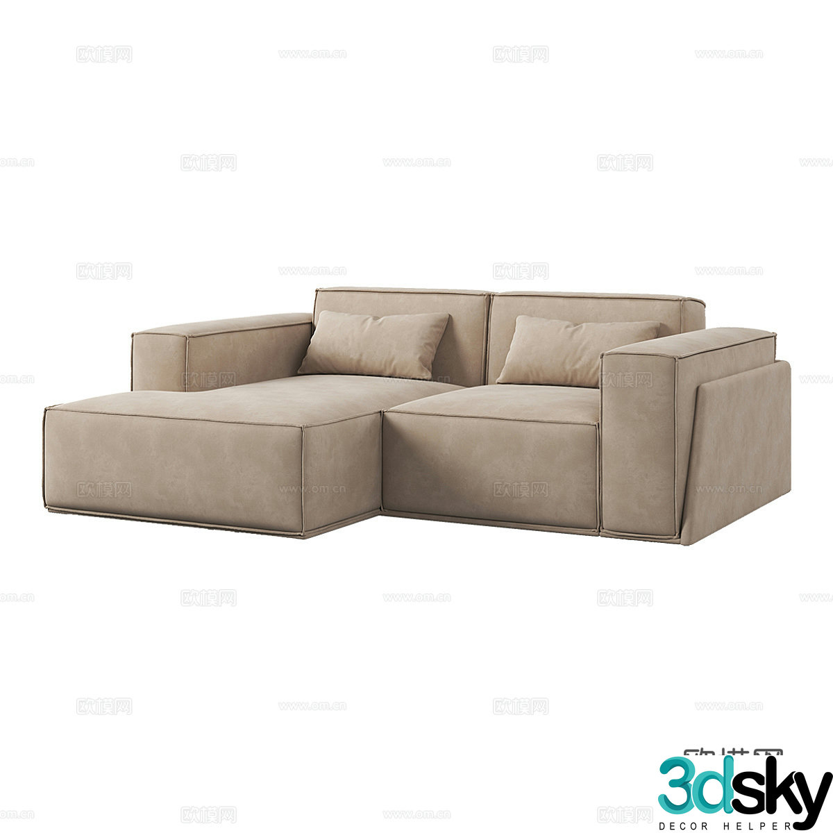 Modern simple double sofa double sofa simple double sofa living room sofa 3d model