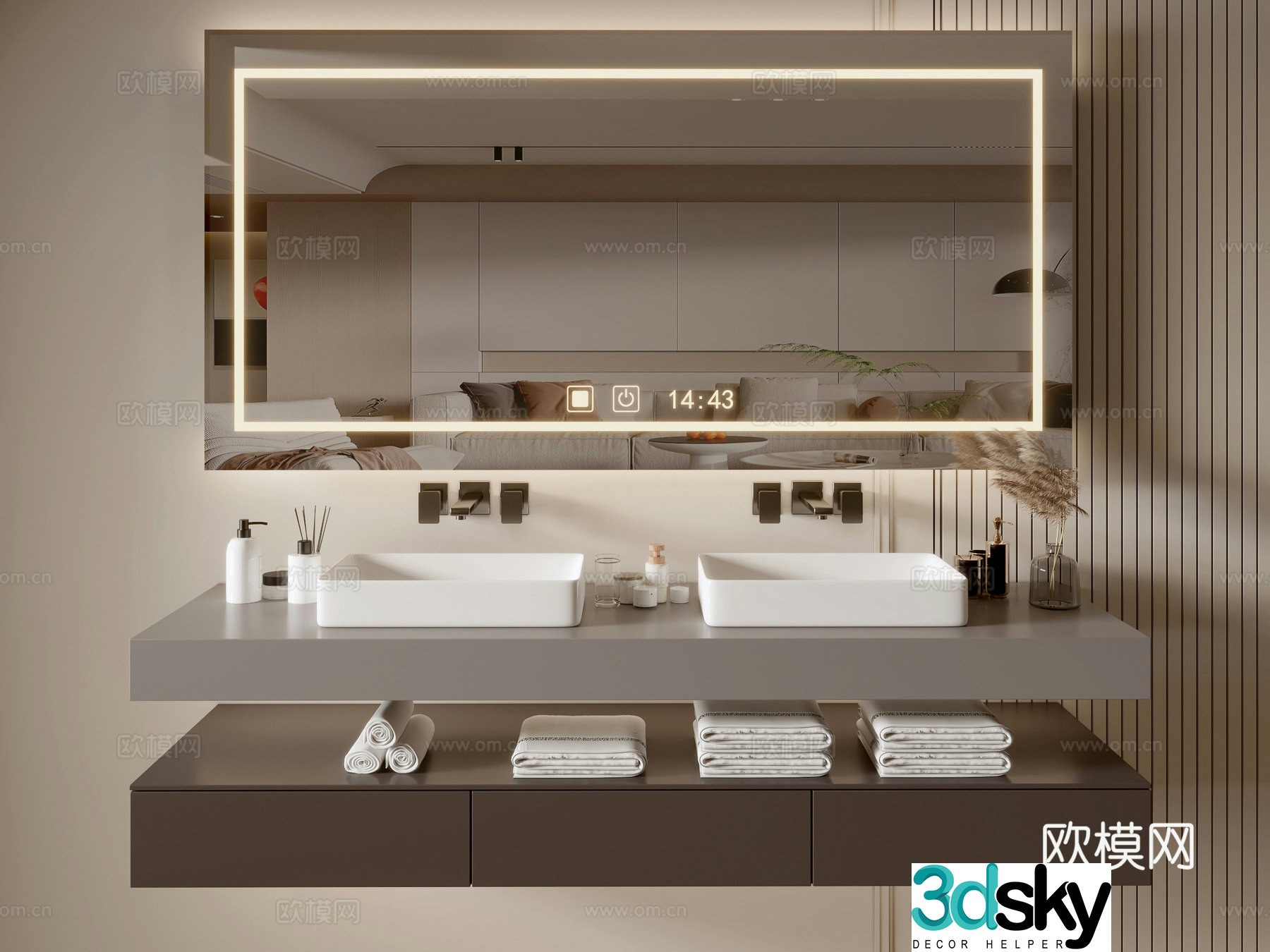 Modern bathroom cabinet bathroom basin bathroom ornaments mirror cabinet sink 3d model