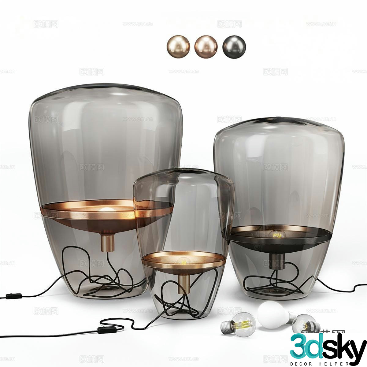 Brokis modern glass desk lamp metal desk lamp balloon desk lamp 3d model